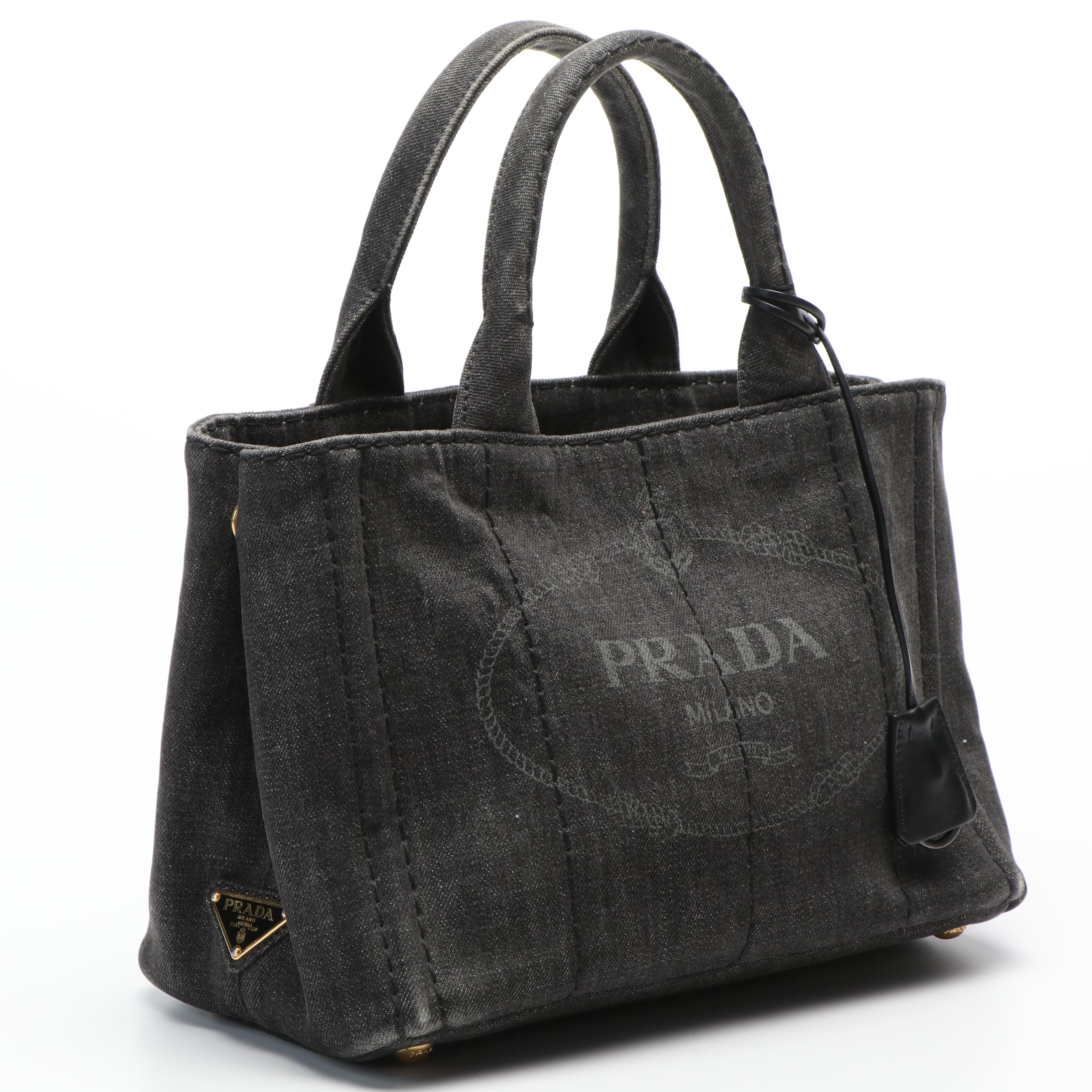 Prada Canapa Logo Denim Tote Bag