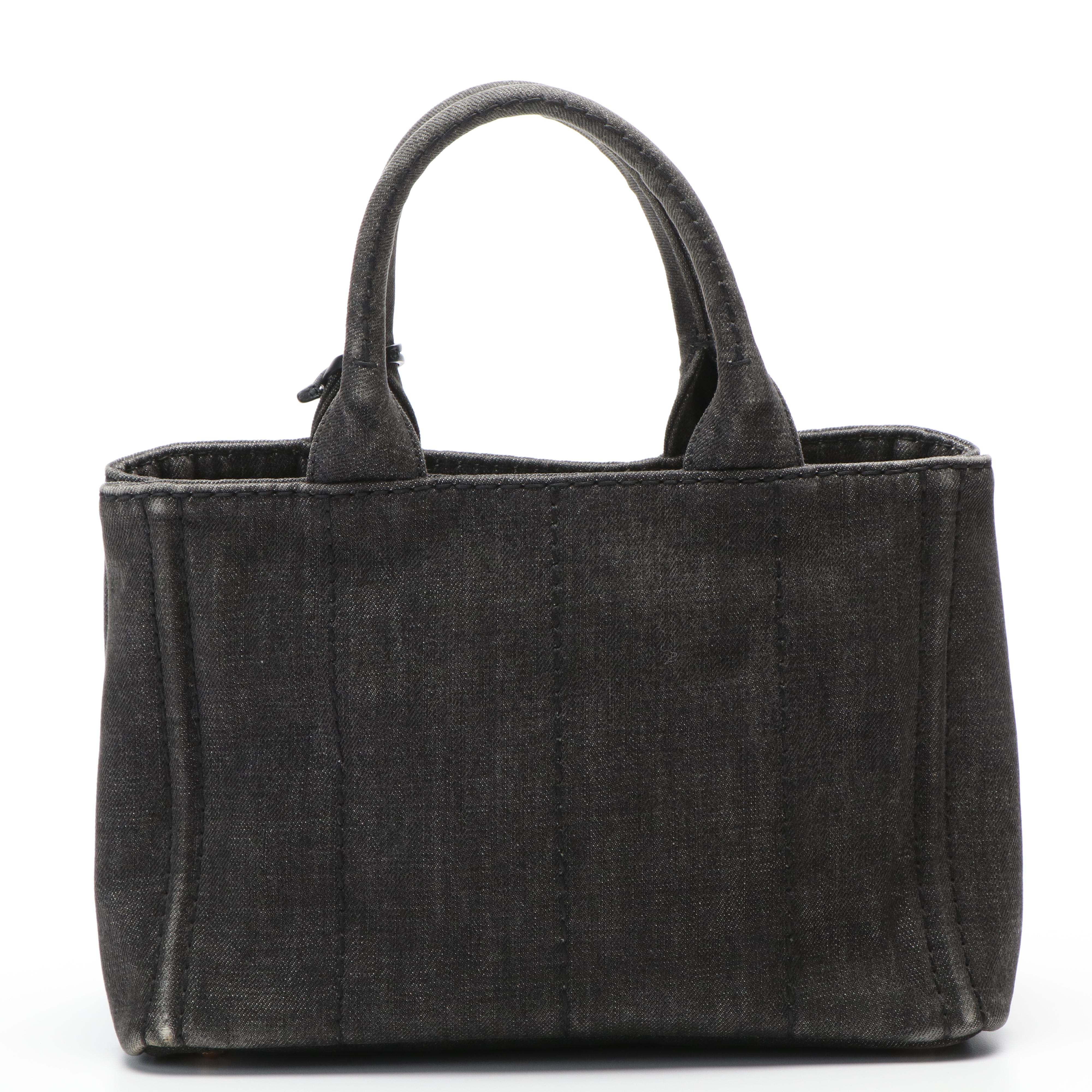 Prada Canapa Logo Denim Tote Bag