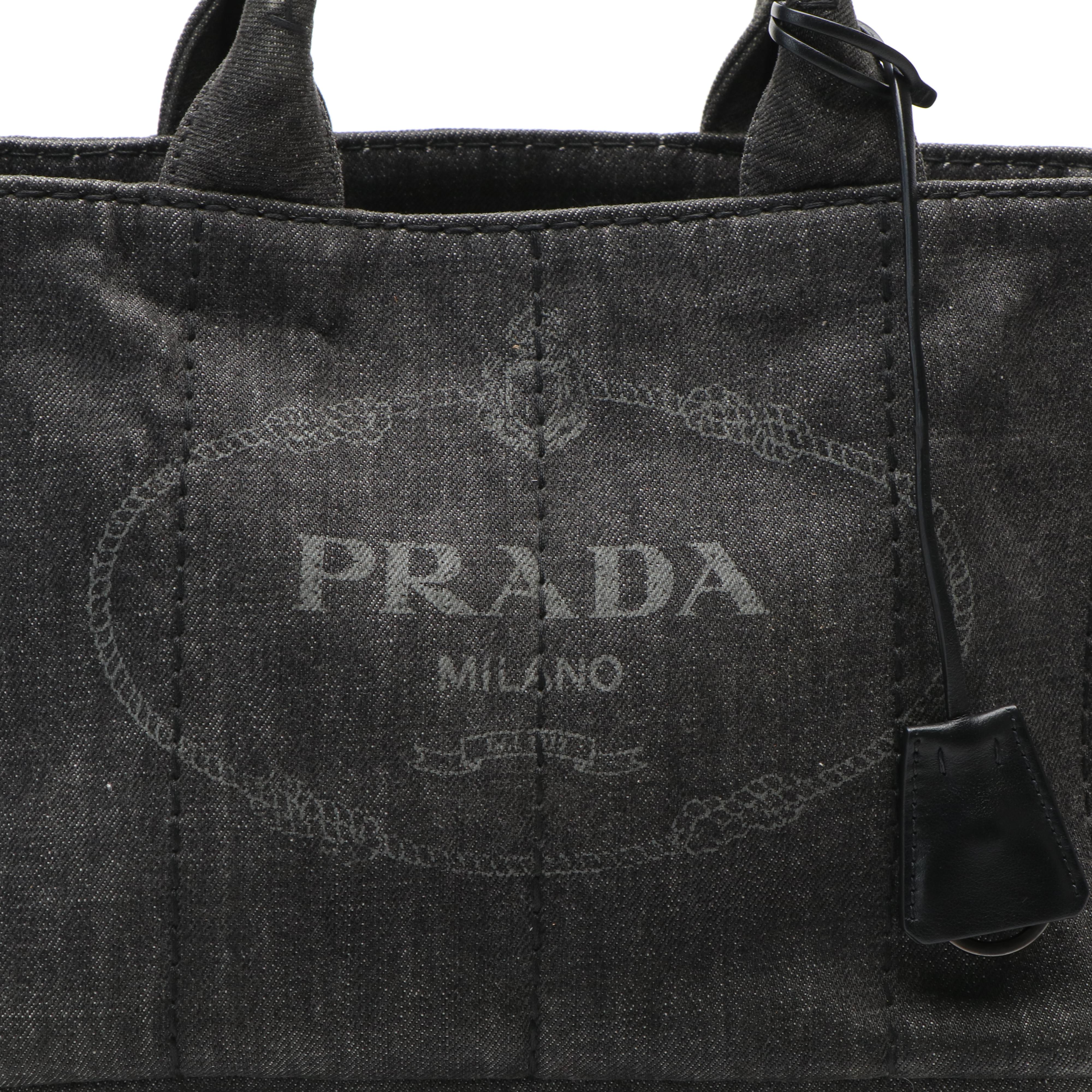 Prada Canapa Logo Denim Tote Bag