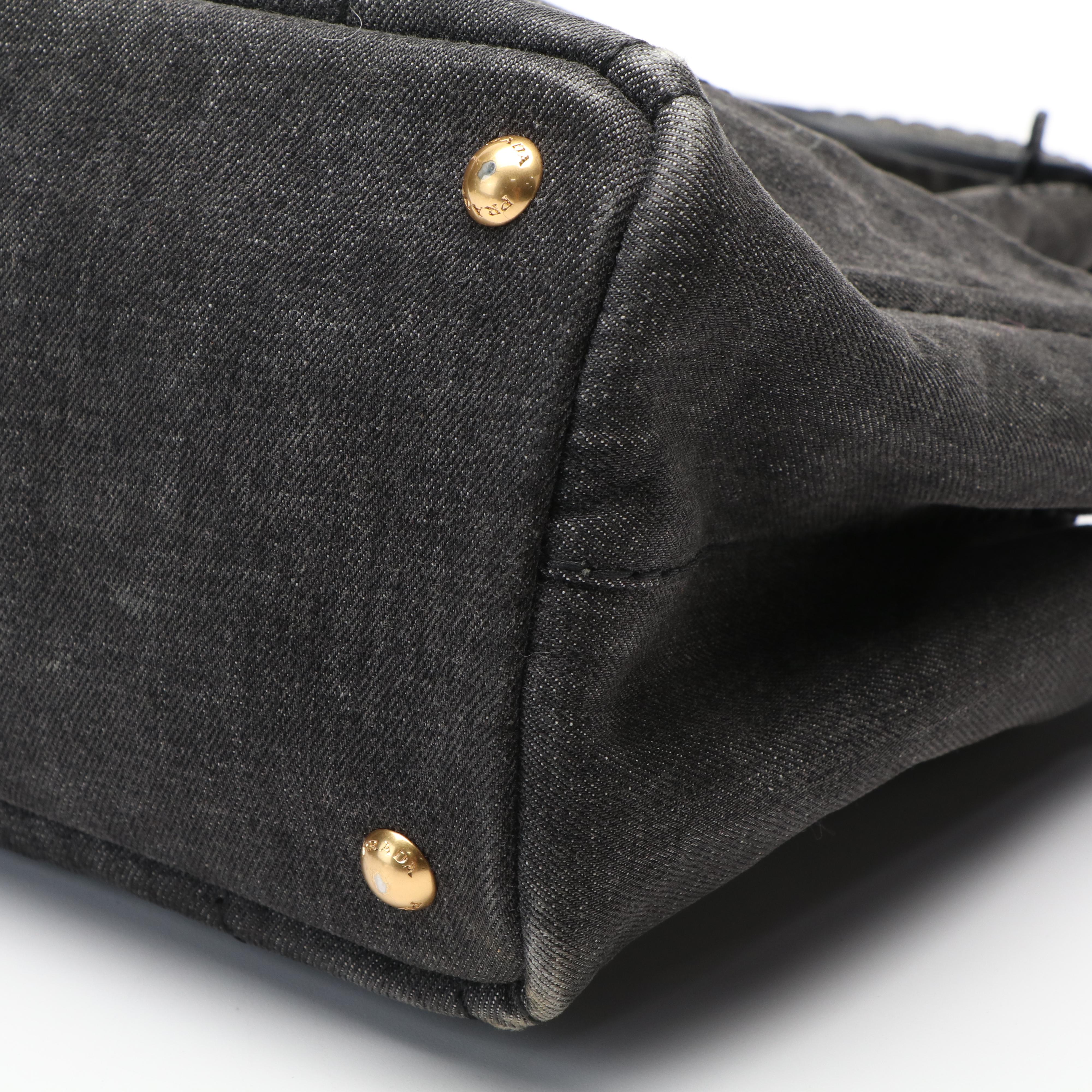 Prada Canapa Logo Denim Tote Bag