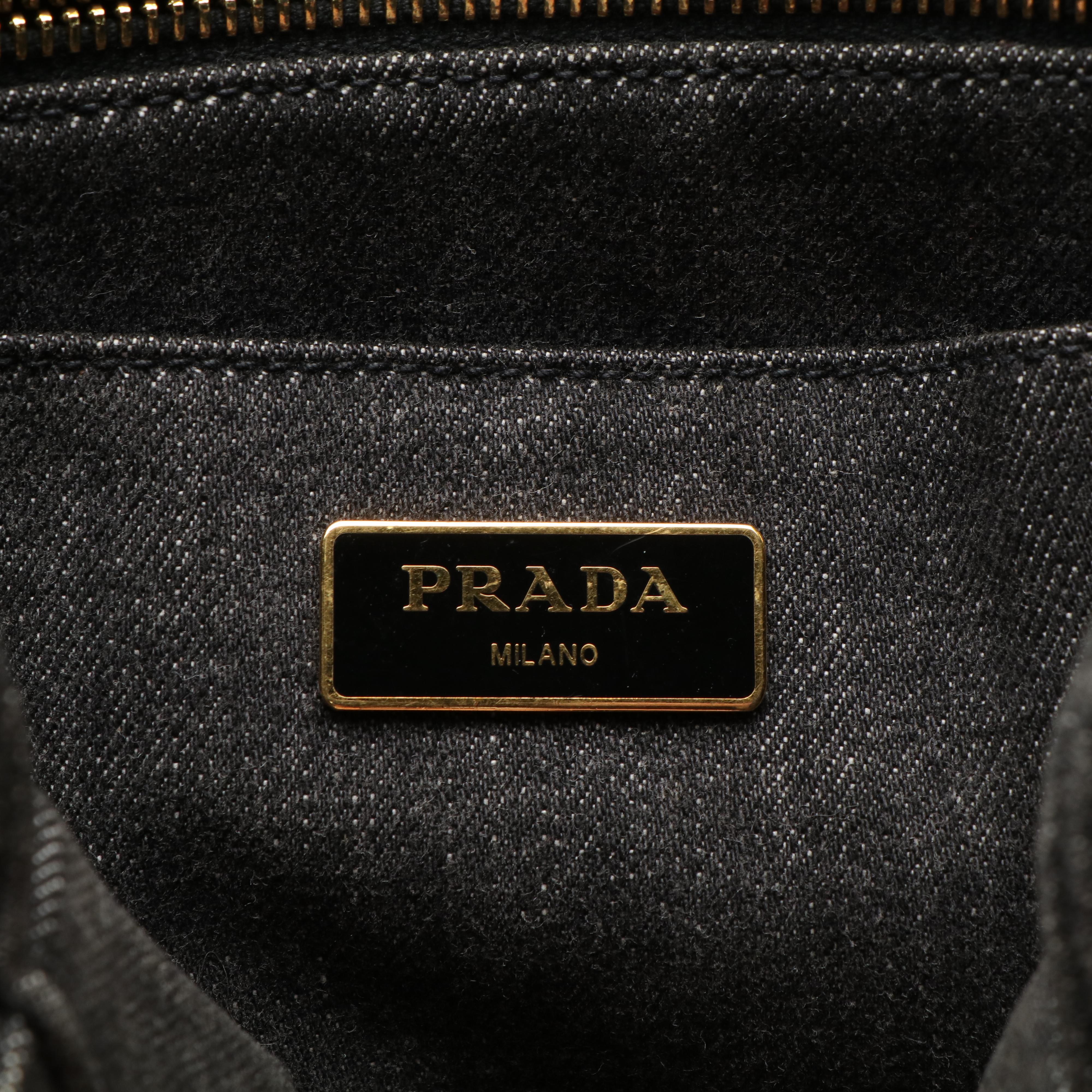 Prada Canapa Logo Denim Tote Bag
