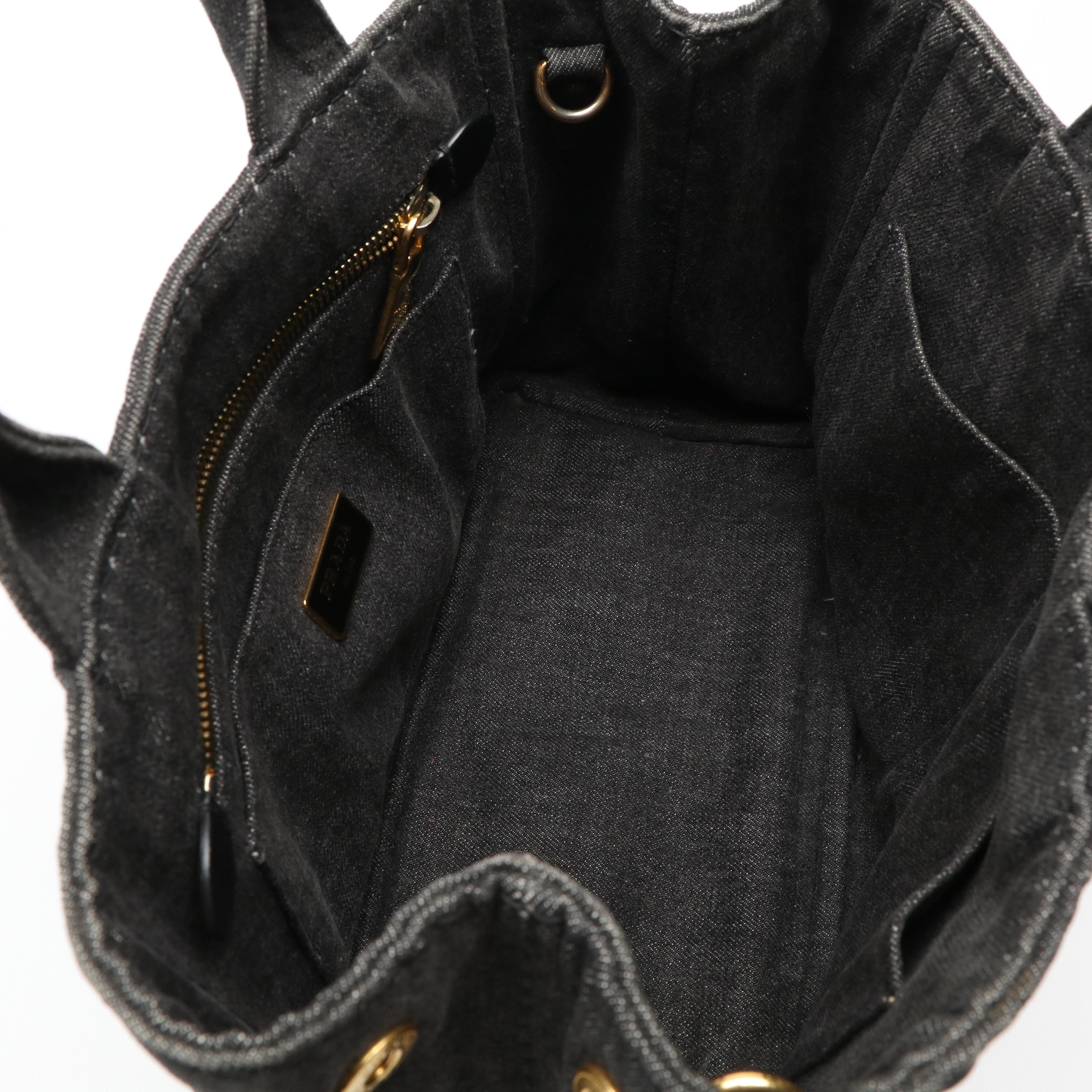 Prada Canapa Logo Denim Tote Bag