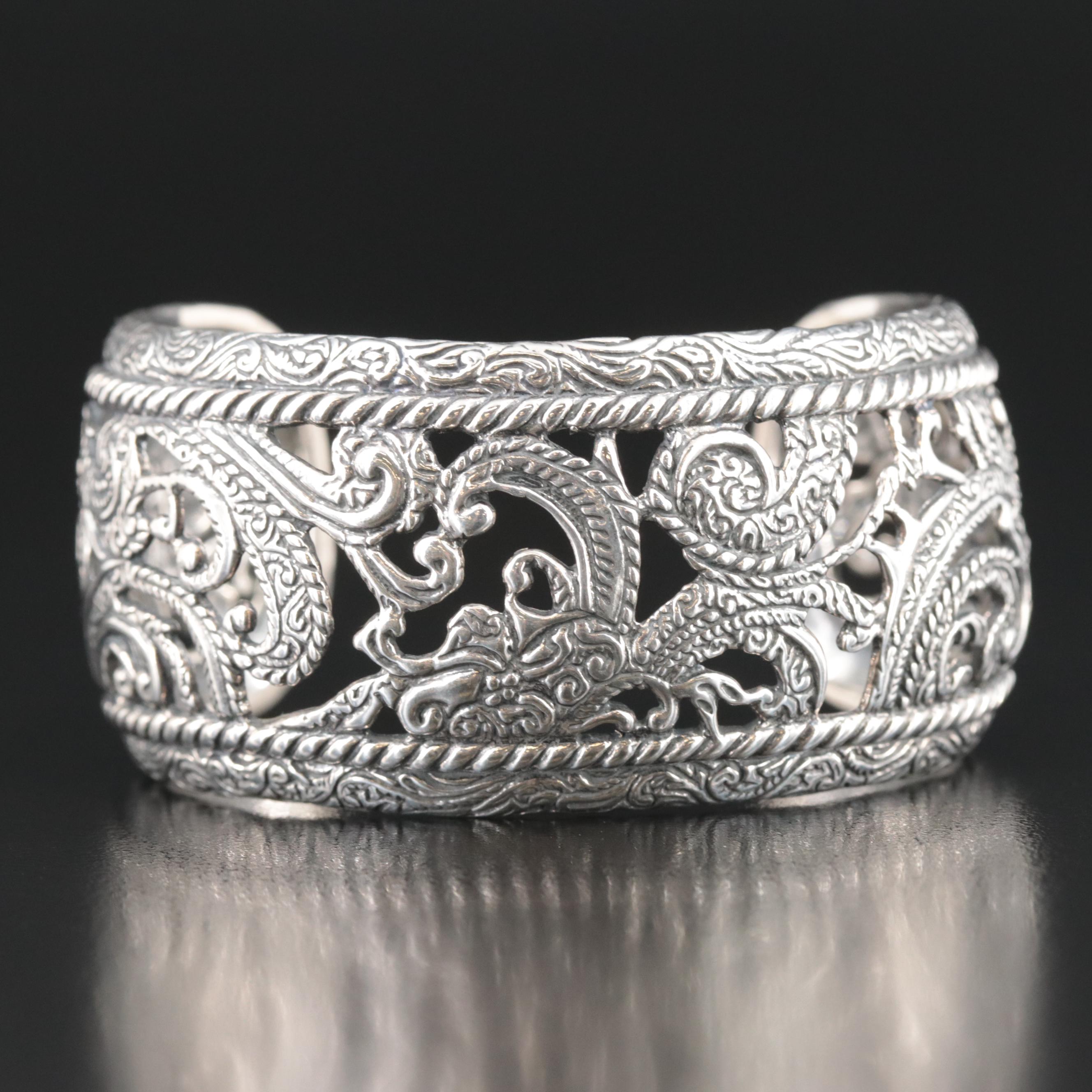 Carolyn Pollack for Relios Sterling Cut Out Scroll Cuff