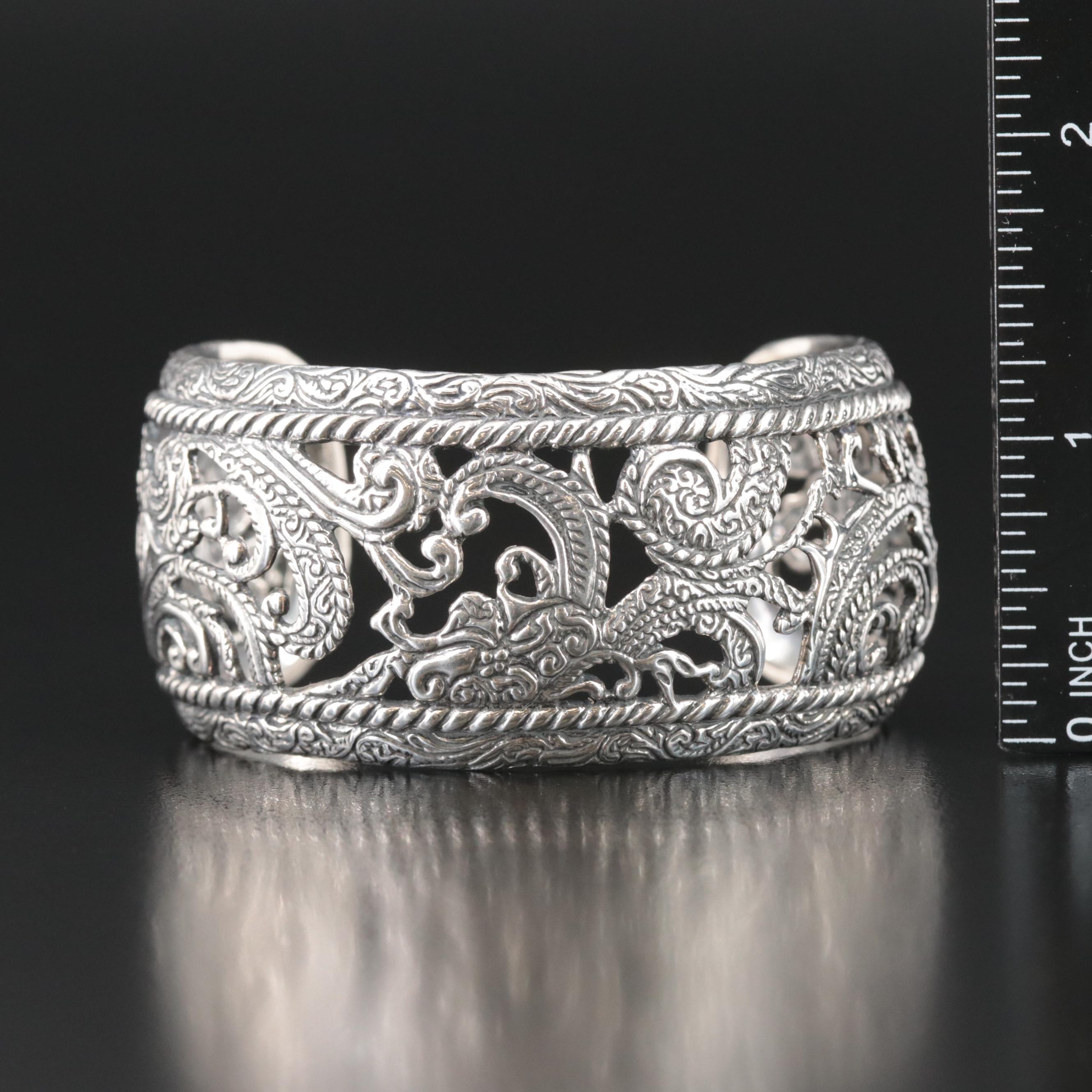 Carolyn Pollack for Relios Sterling Cut Out Scroll Cuff
