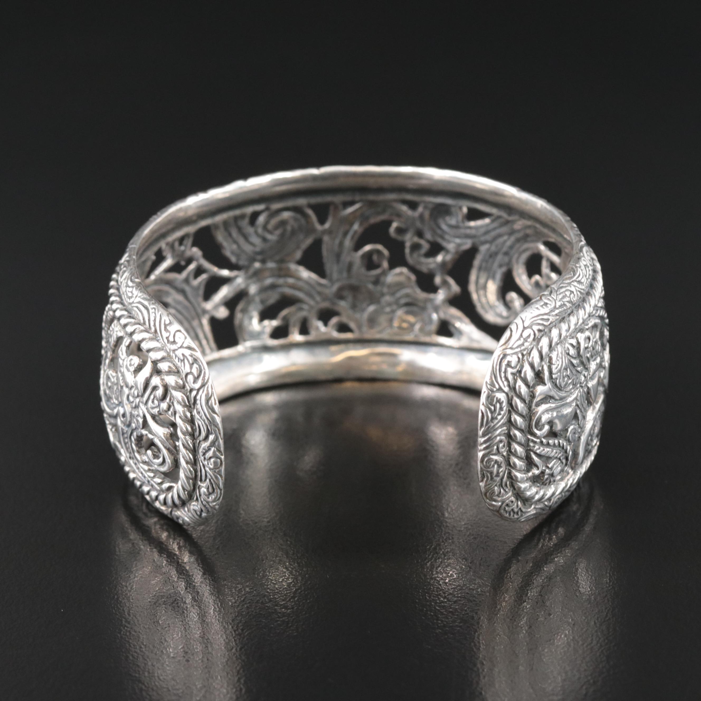 Carolyn Pollack for Relios Sterling Cut Out Scroll Cuff
