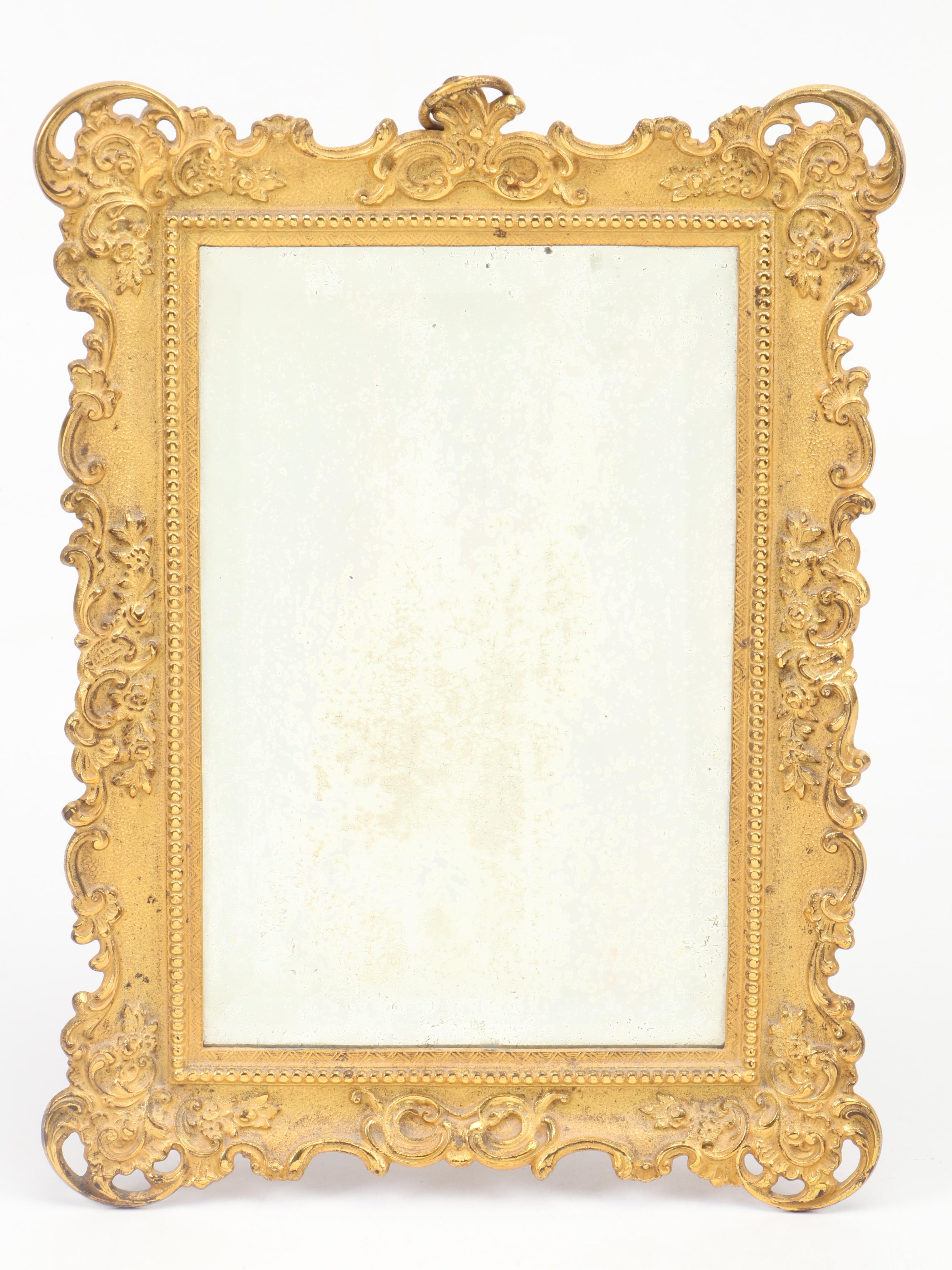 Bradley Hubbard Gilt Brass Mirror and Cast Brass Double Oval Picture Frame