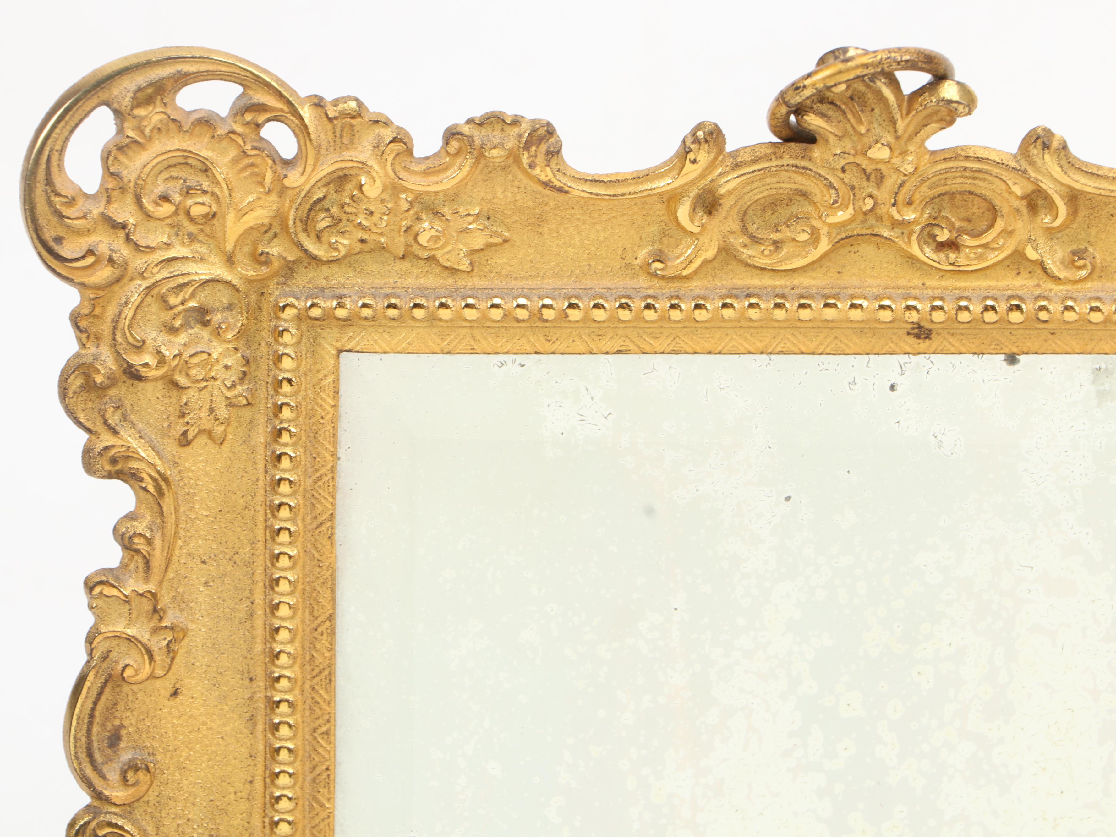 Bradley Hubbard Gilt Brass Mirror and Cast Brass Double Oval Picture Frame
