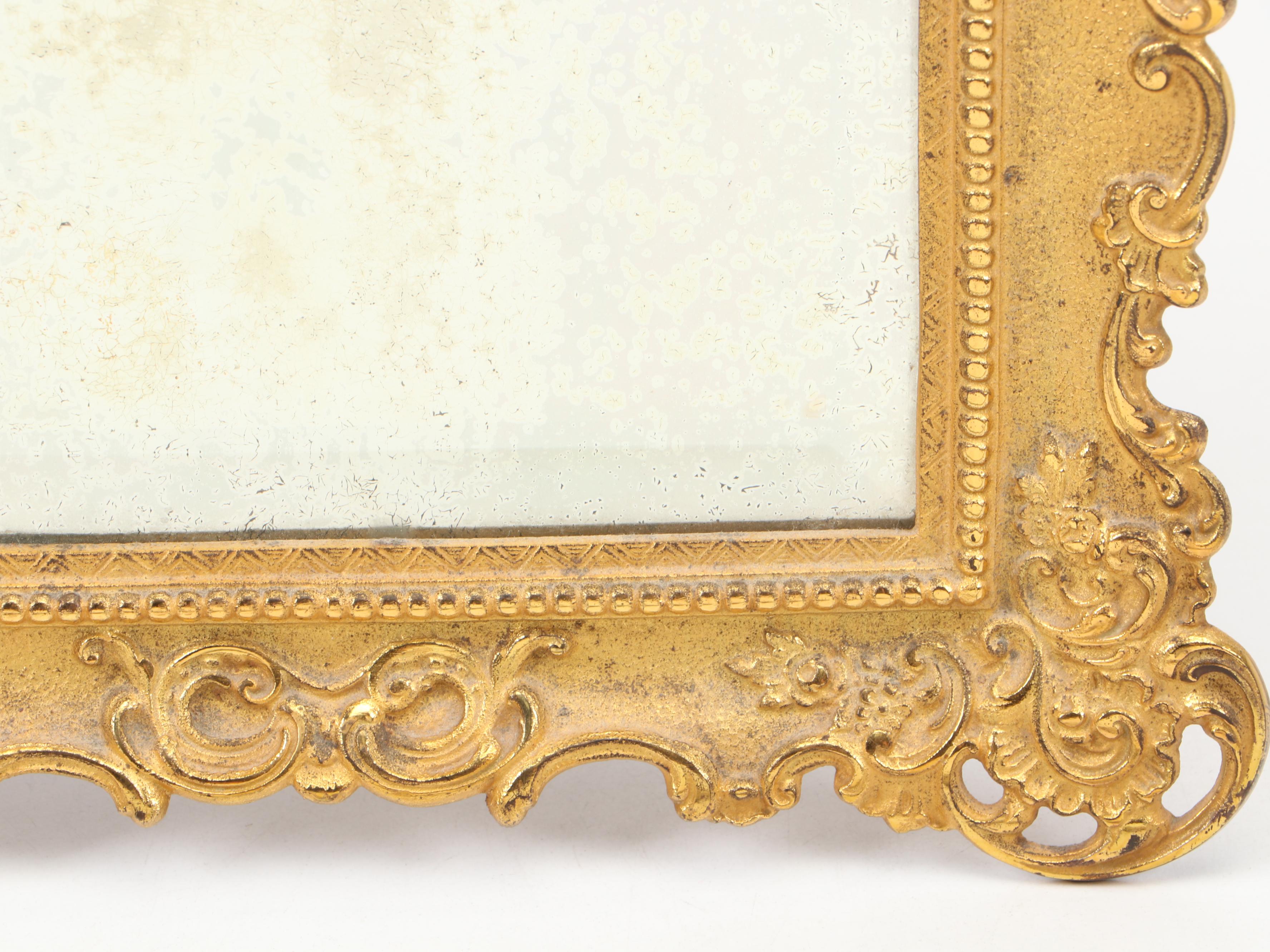 Bradley Hubbard Gilt Brass Mirror and Cast Brass Double Oval Picture Frame