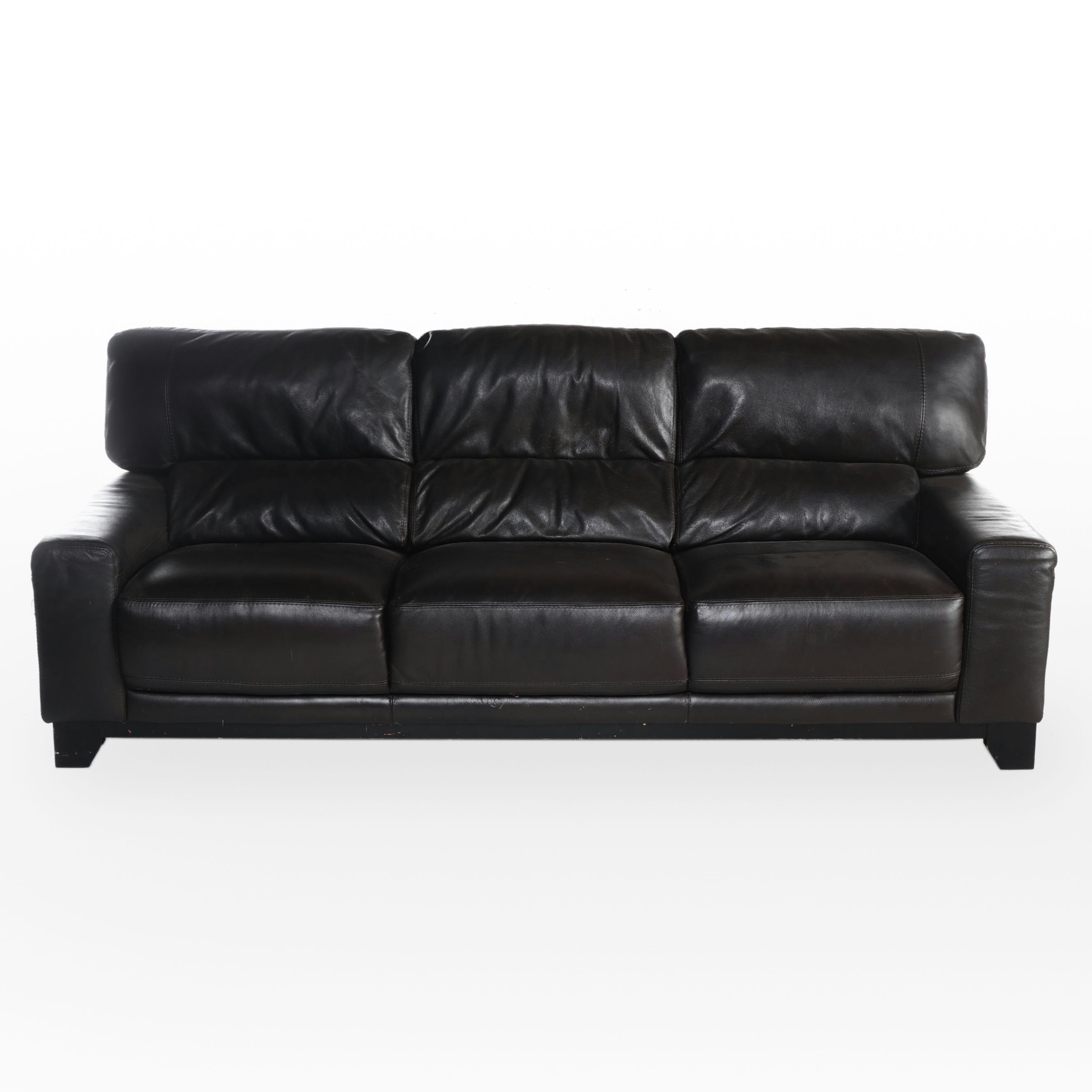 Chateau d'Ax Contemporary Black Leather Sofa