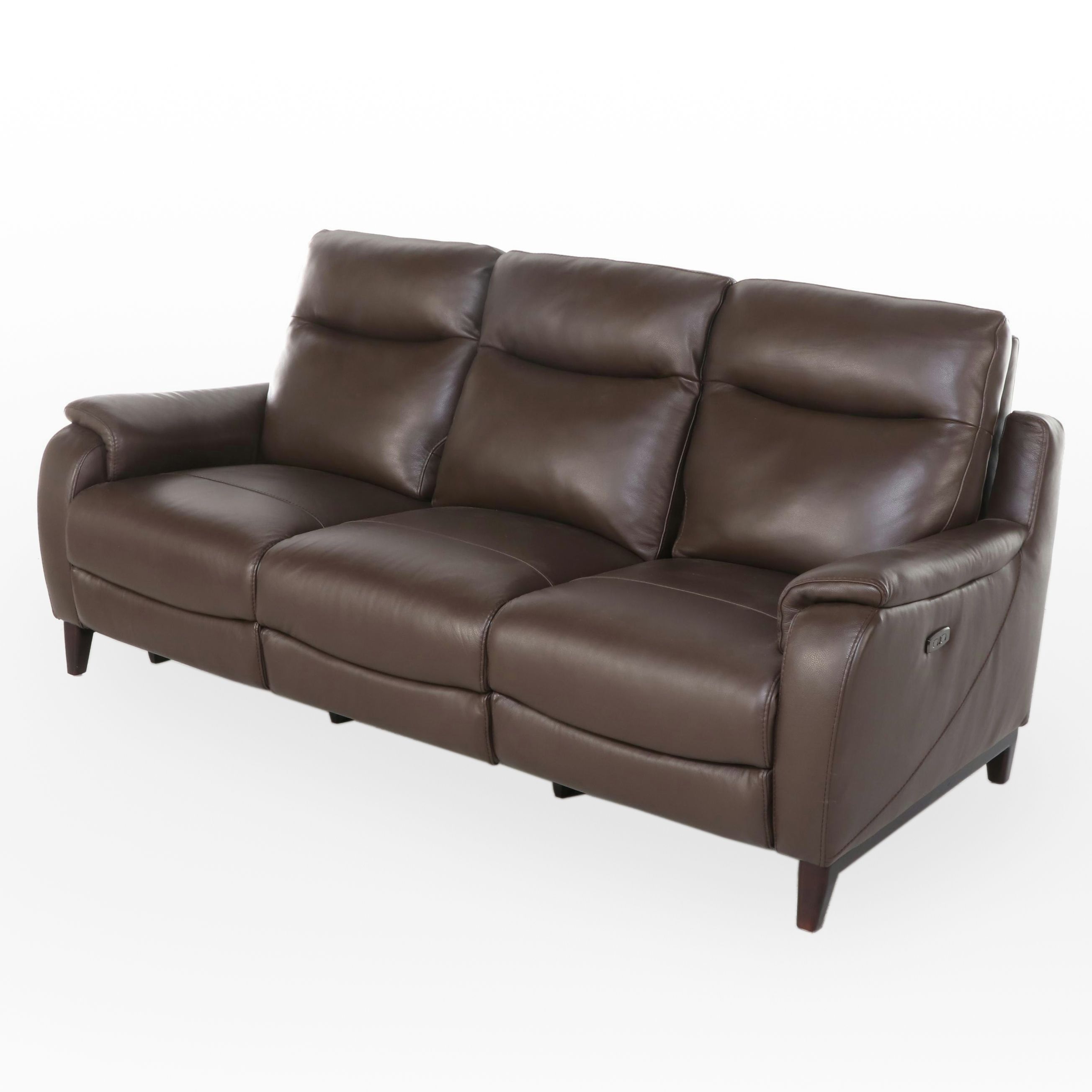 Contemporary Brown Leather Electric Recliner Sofa