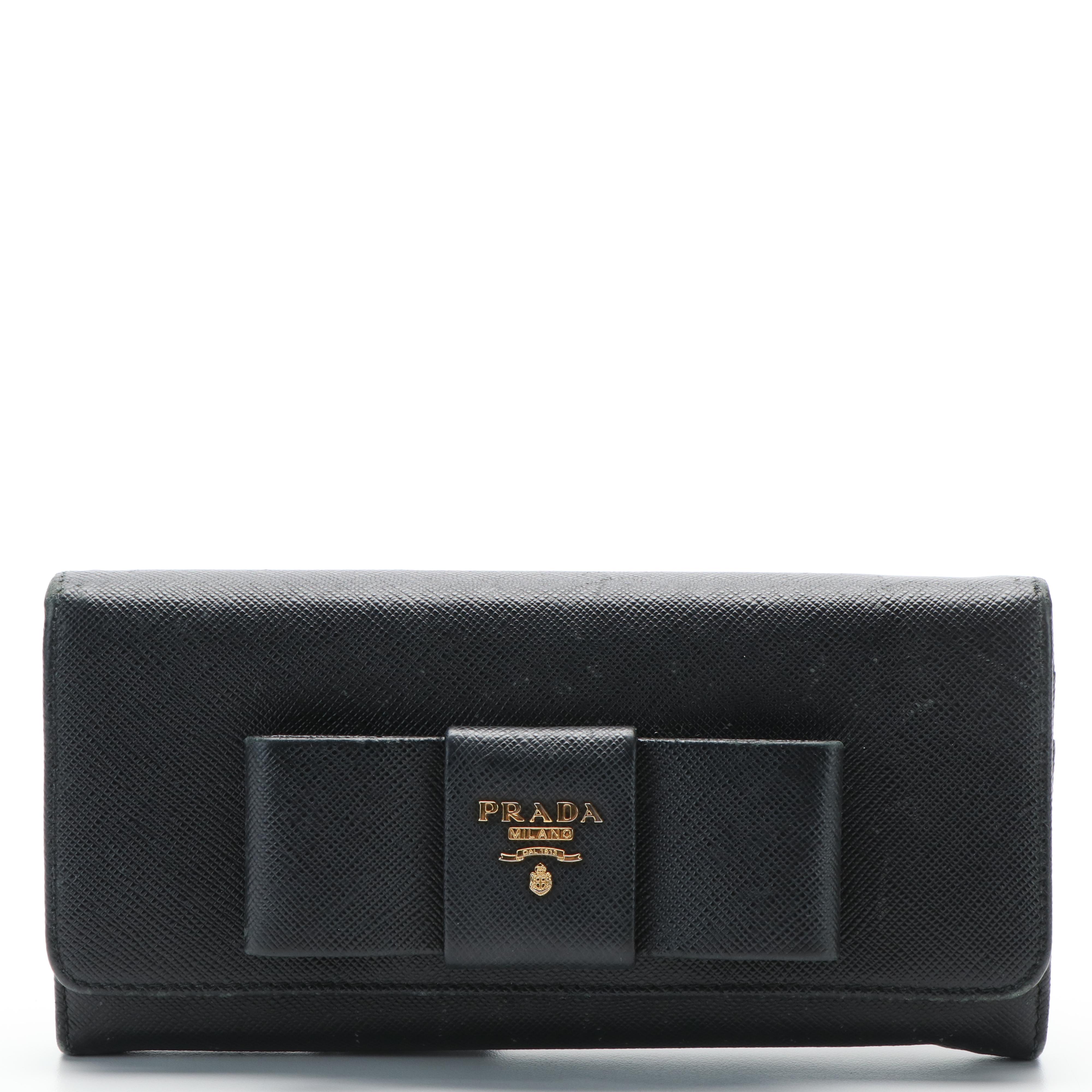 Prada Bow Saffiano Leather Continental Wallet