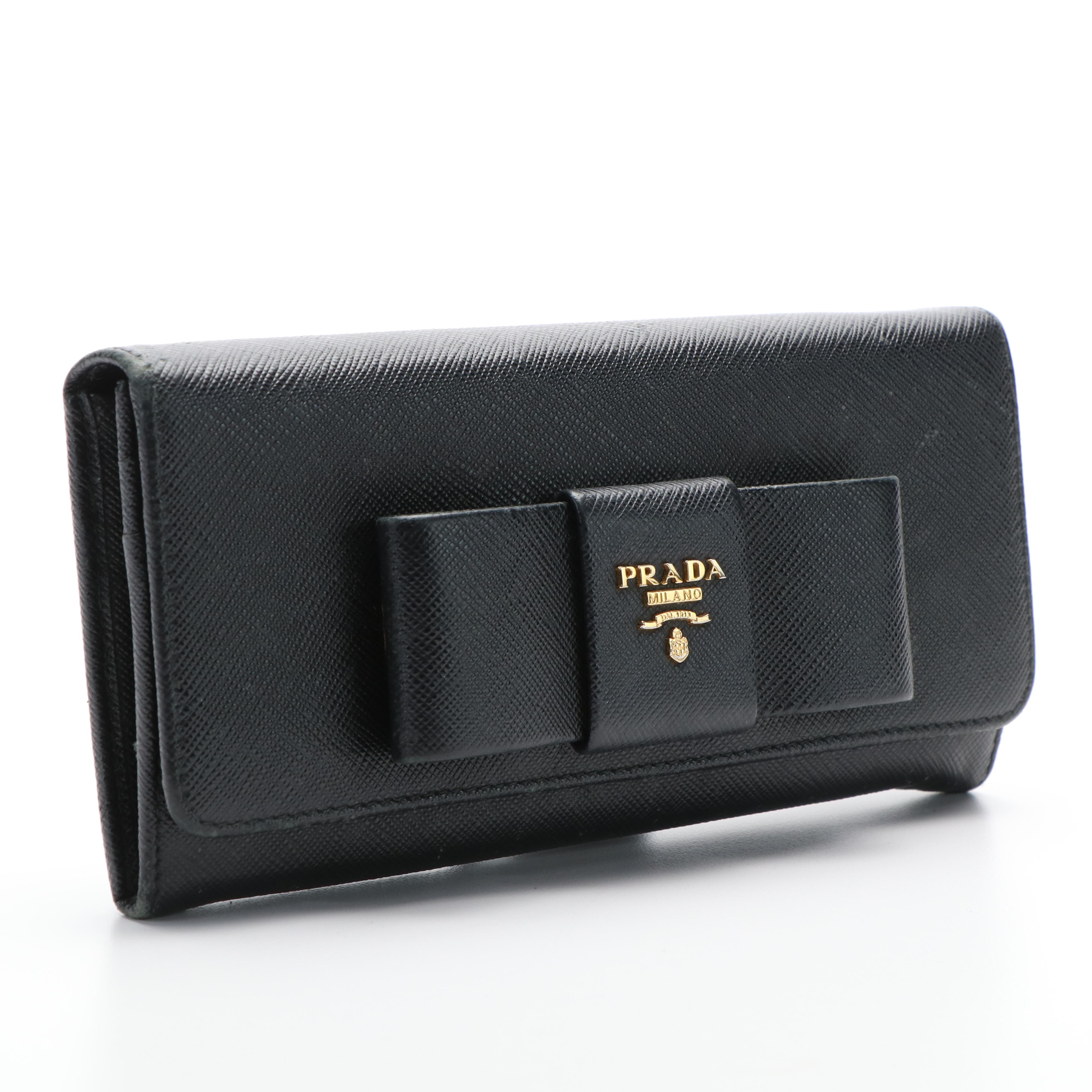 Prada Bow Saffiano Leather Continental Wallet