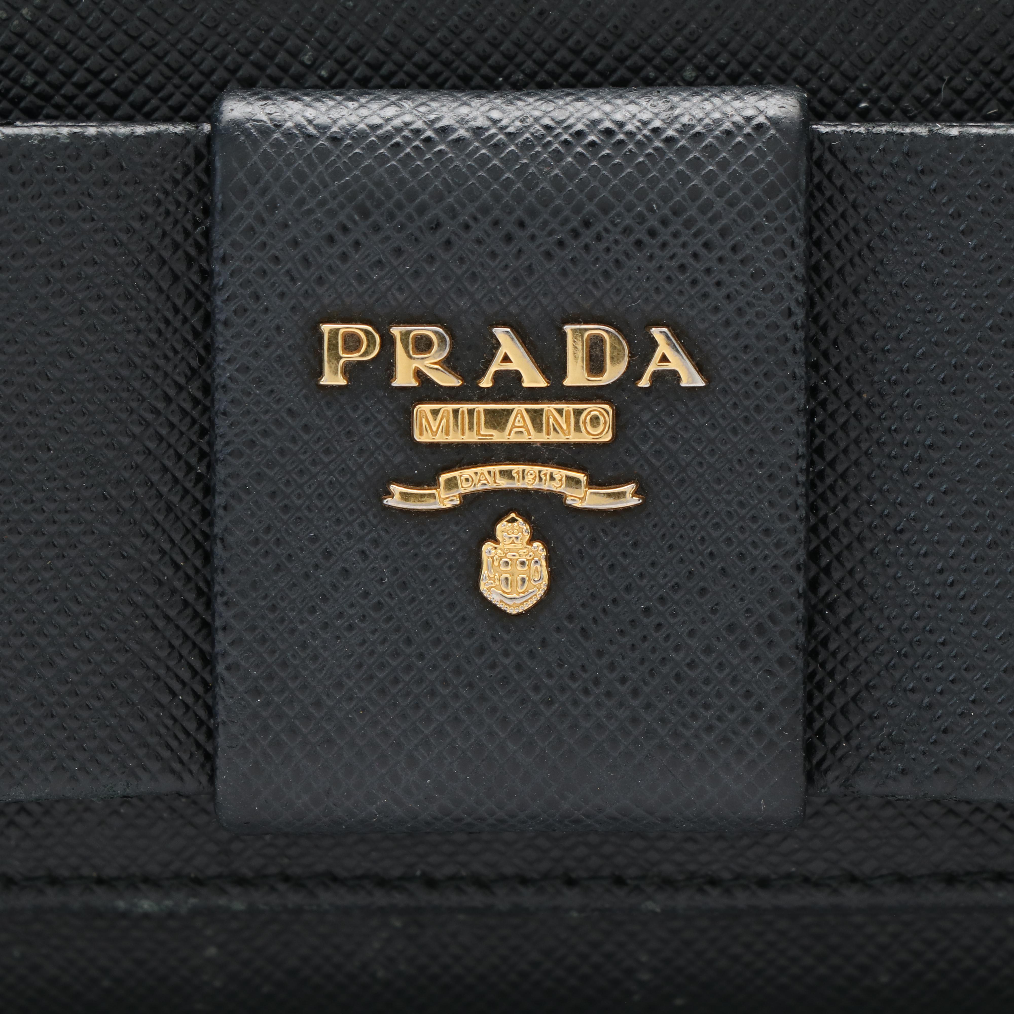 Prada Bow Saffiano Leather Continental Wallet