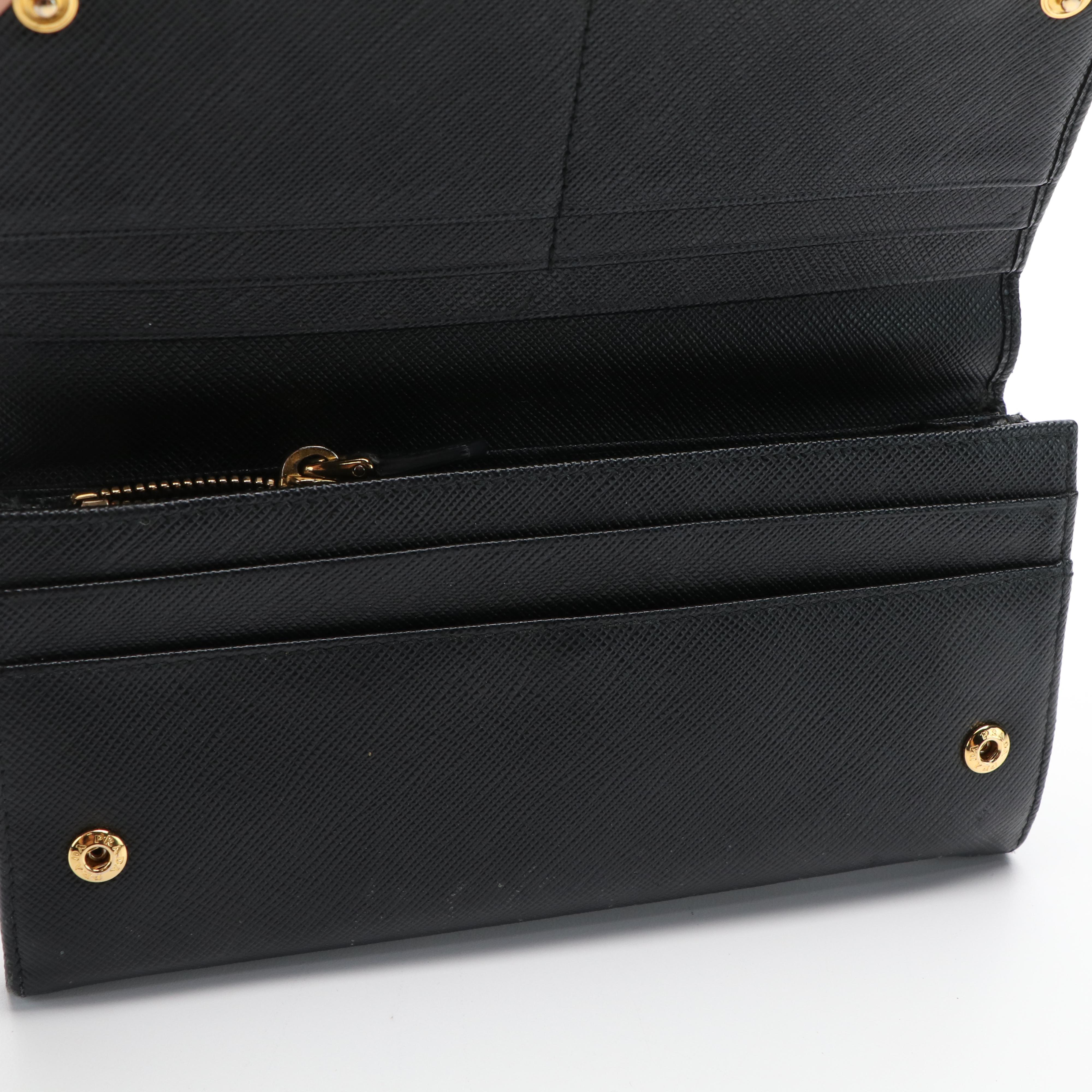 Prada Bow Saffiano Leather Continental Wallet