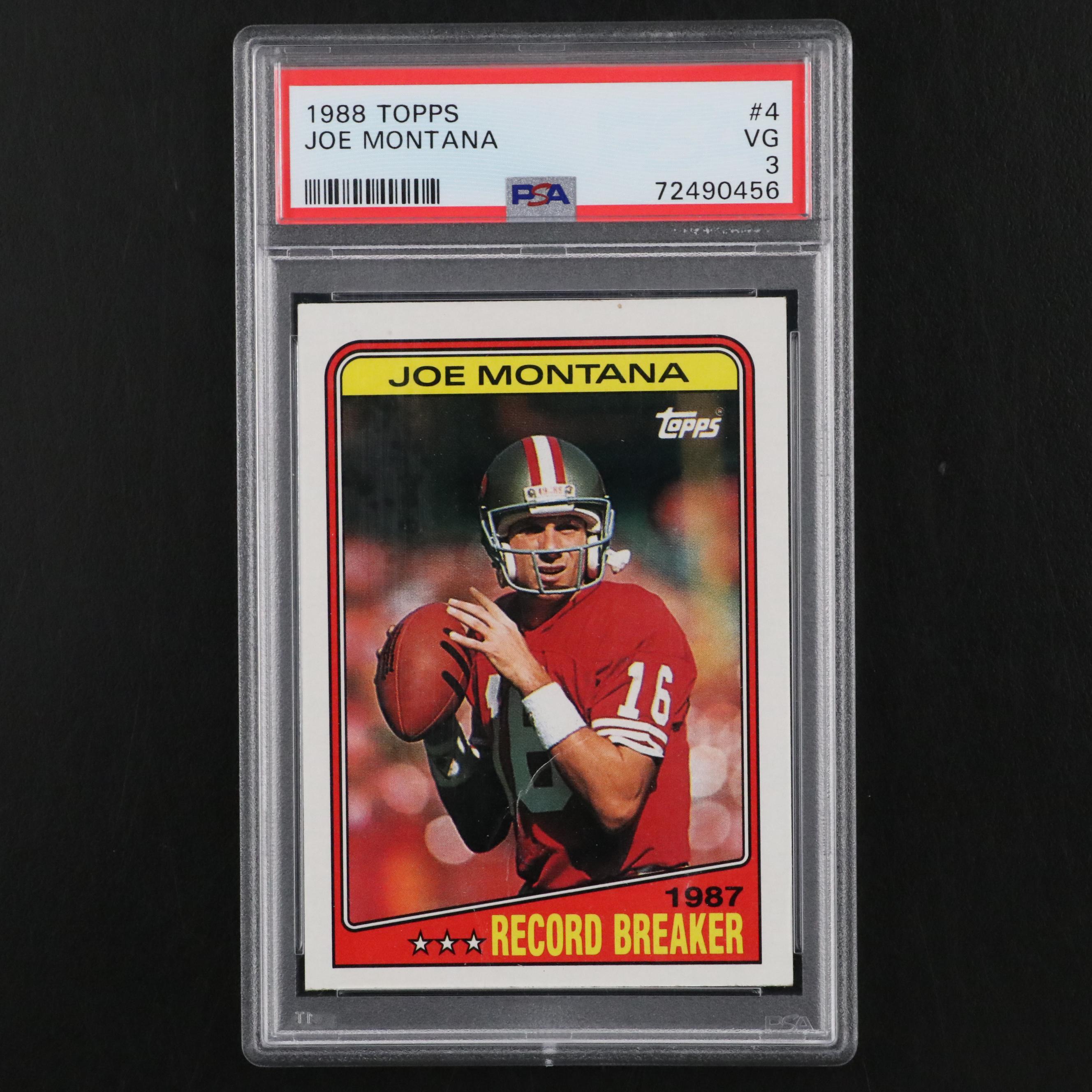 1988 Topps Joe Montana Record Breaker Football Card #4 Graded PSA 3