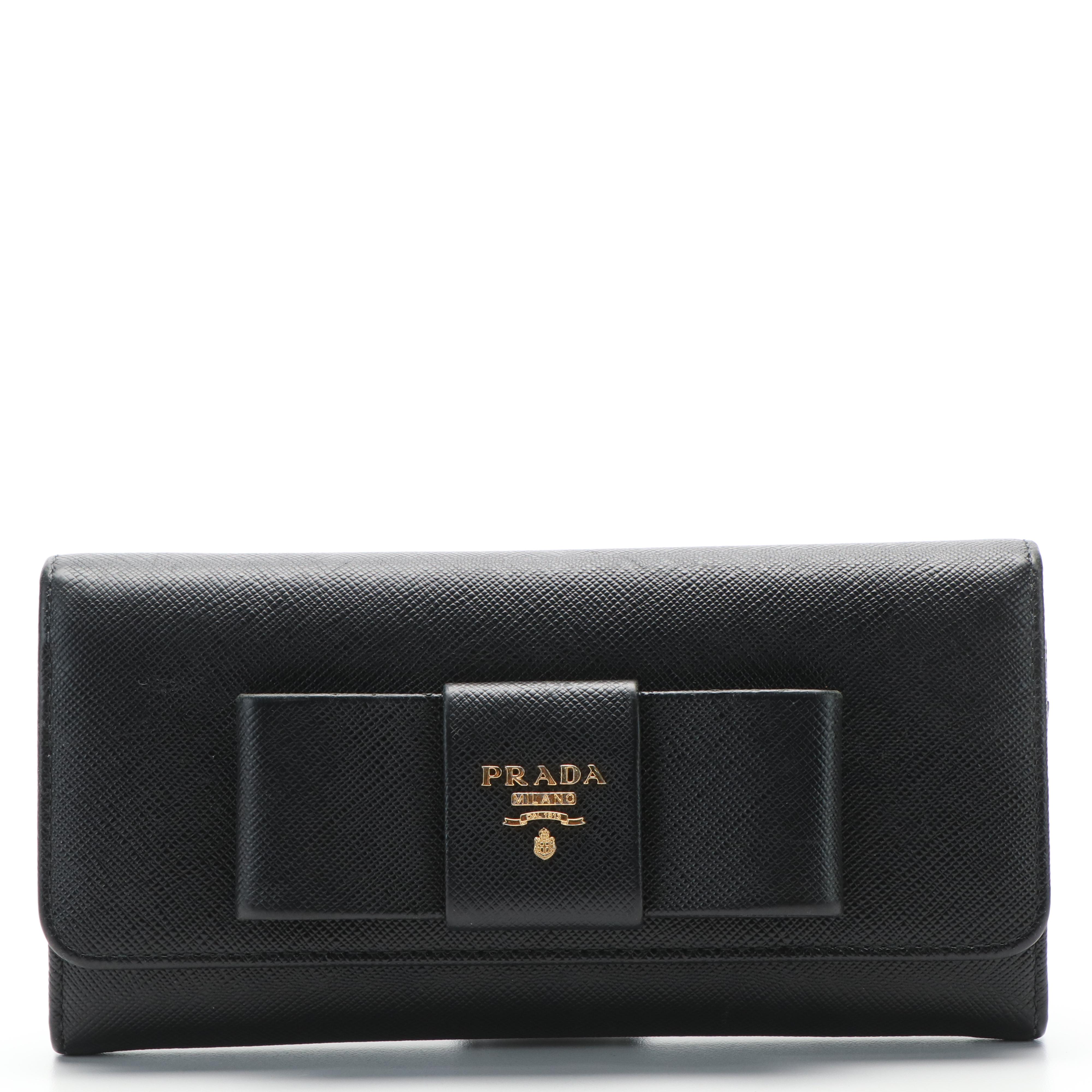 Prada Bow Saffiano Leather Continental Wallet