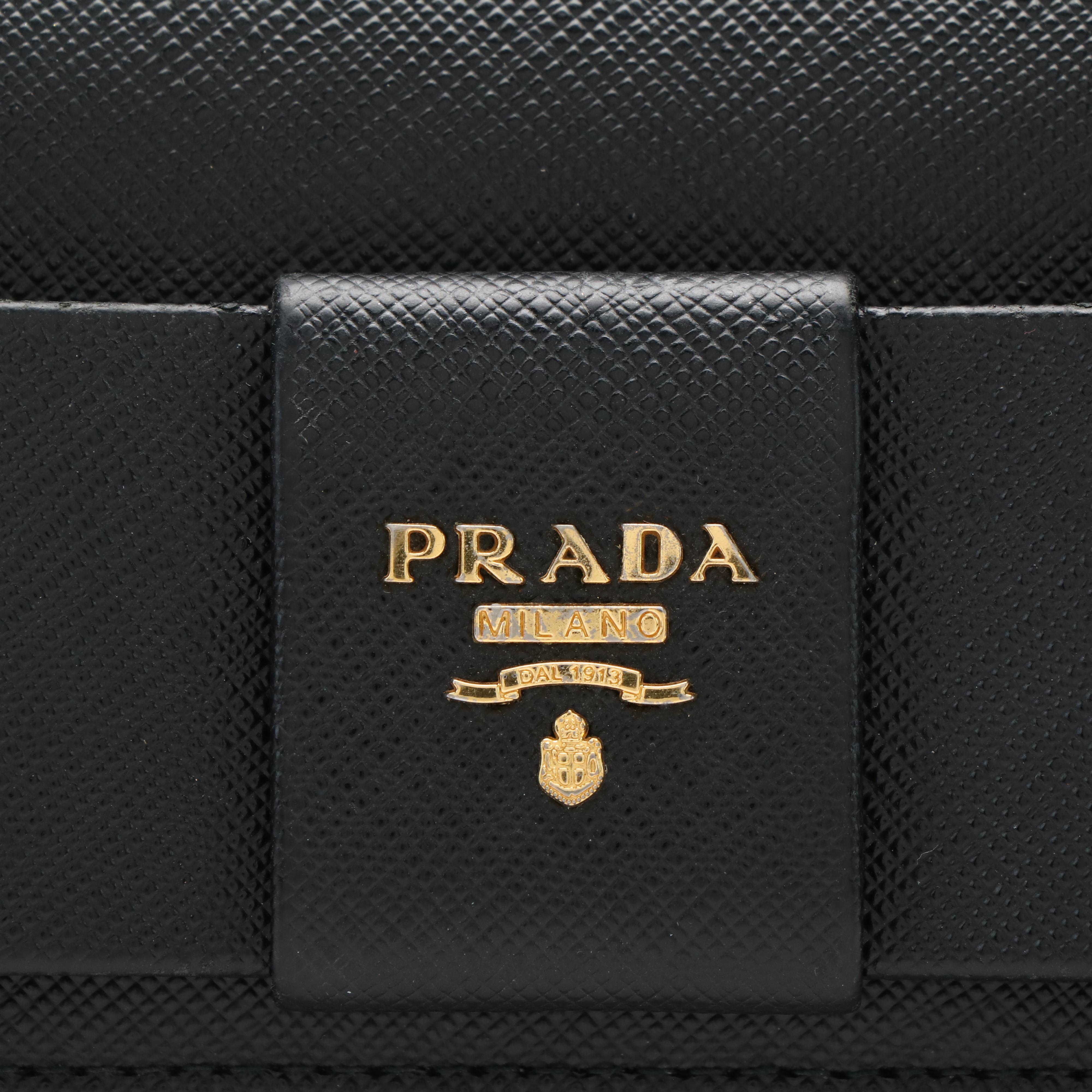 Prada Bow Saffiano Leather Continental Wallet