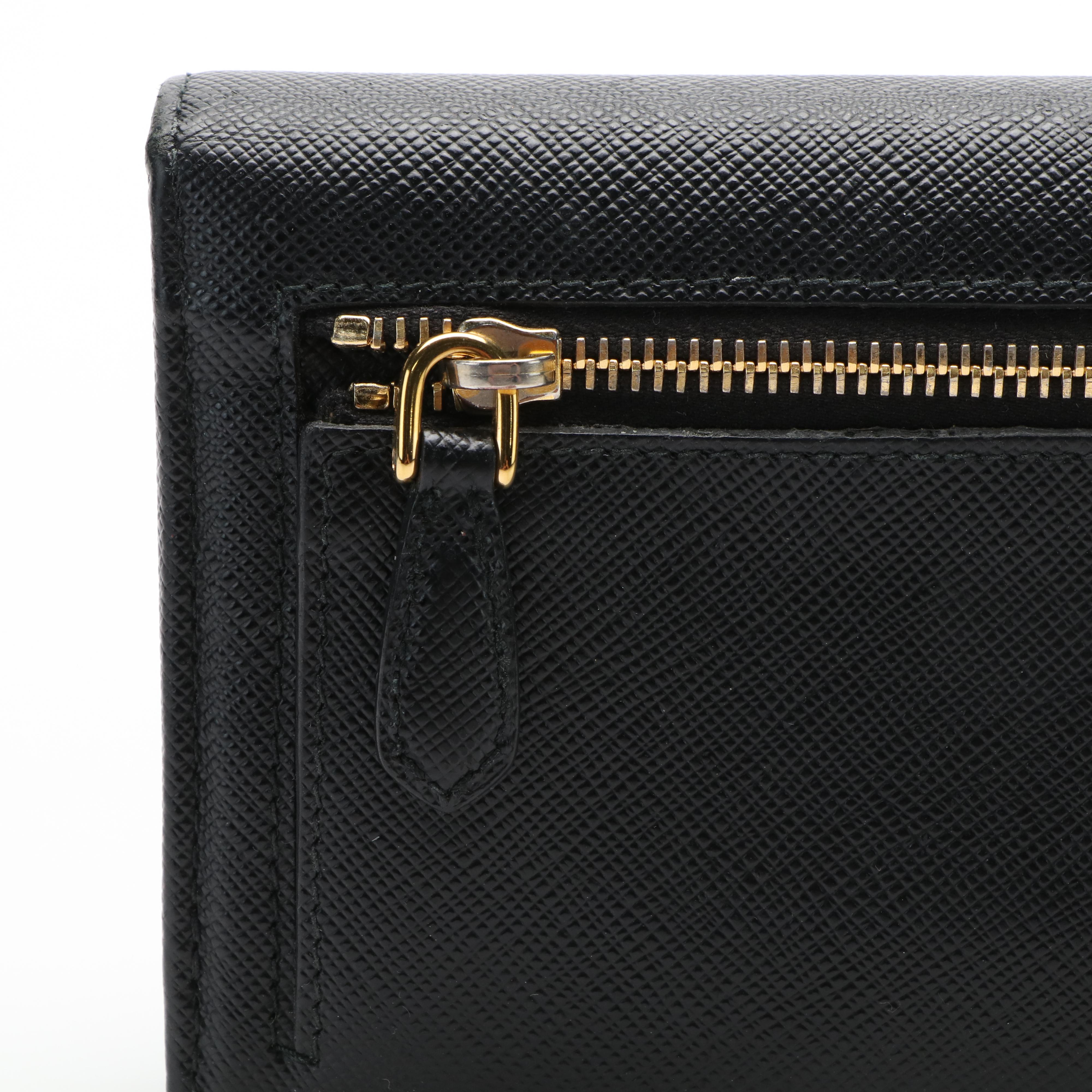 Prada Bow Saffiano Leather Continental Wallet