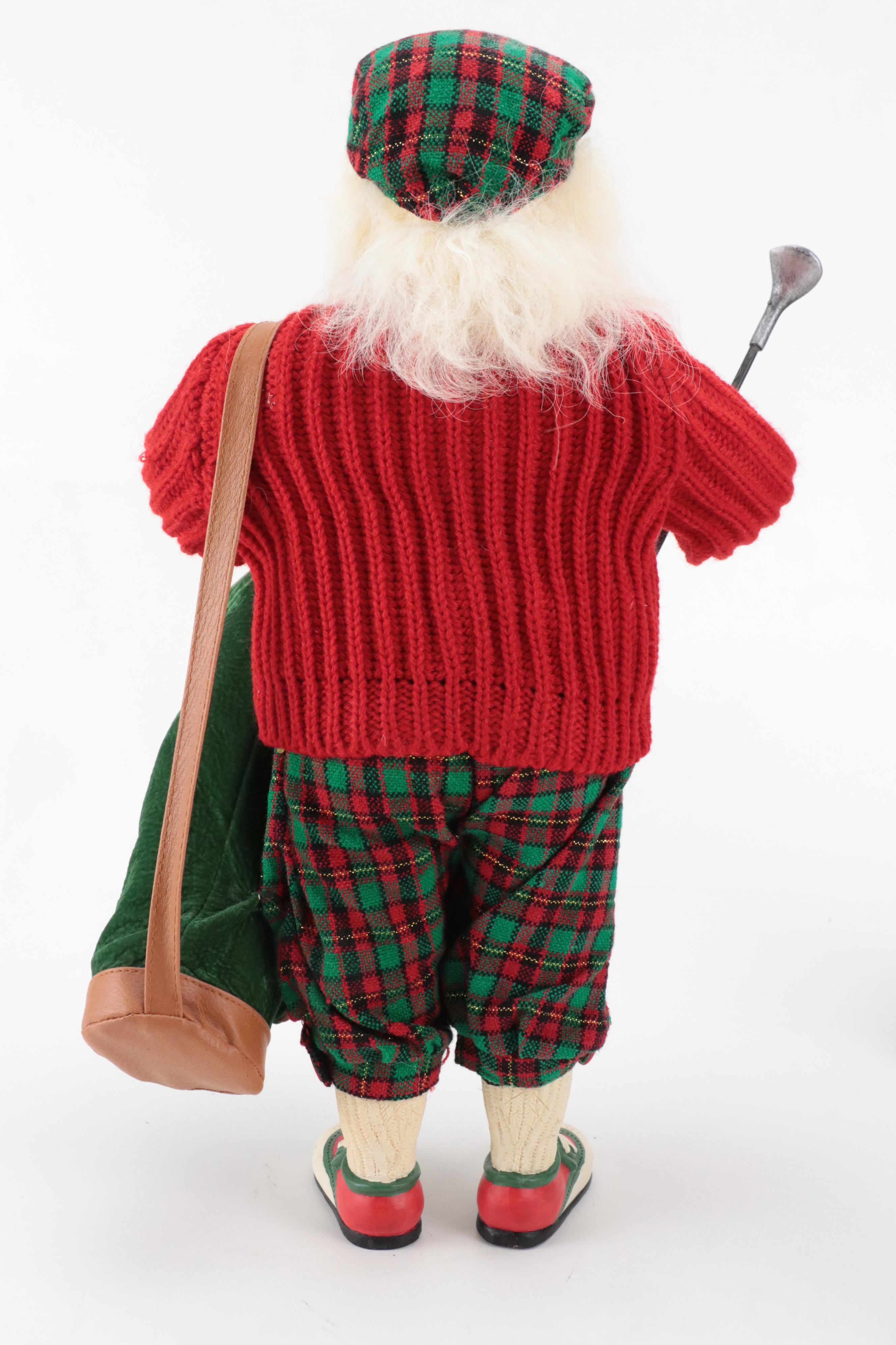 Resin Sleepy Santa Figurine and Golfing Santa Figurines