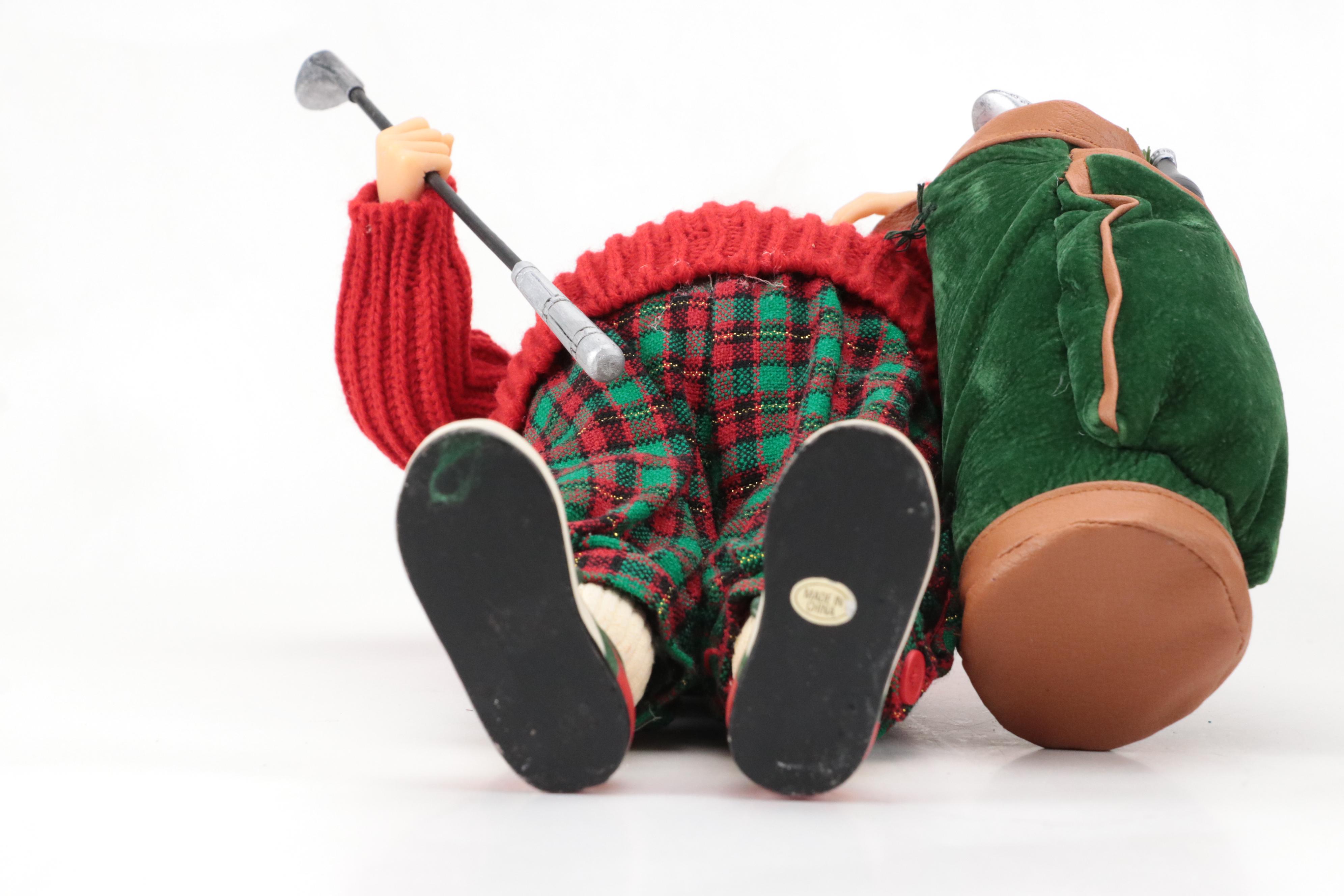 Resin Sleepy Santa Figurine and Golfing Santa Figurines