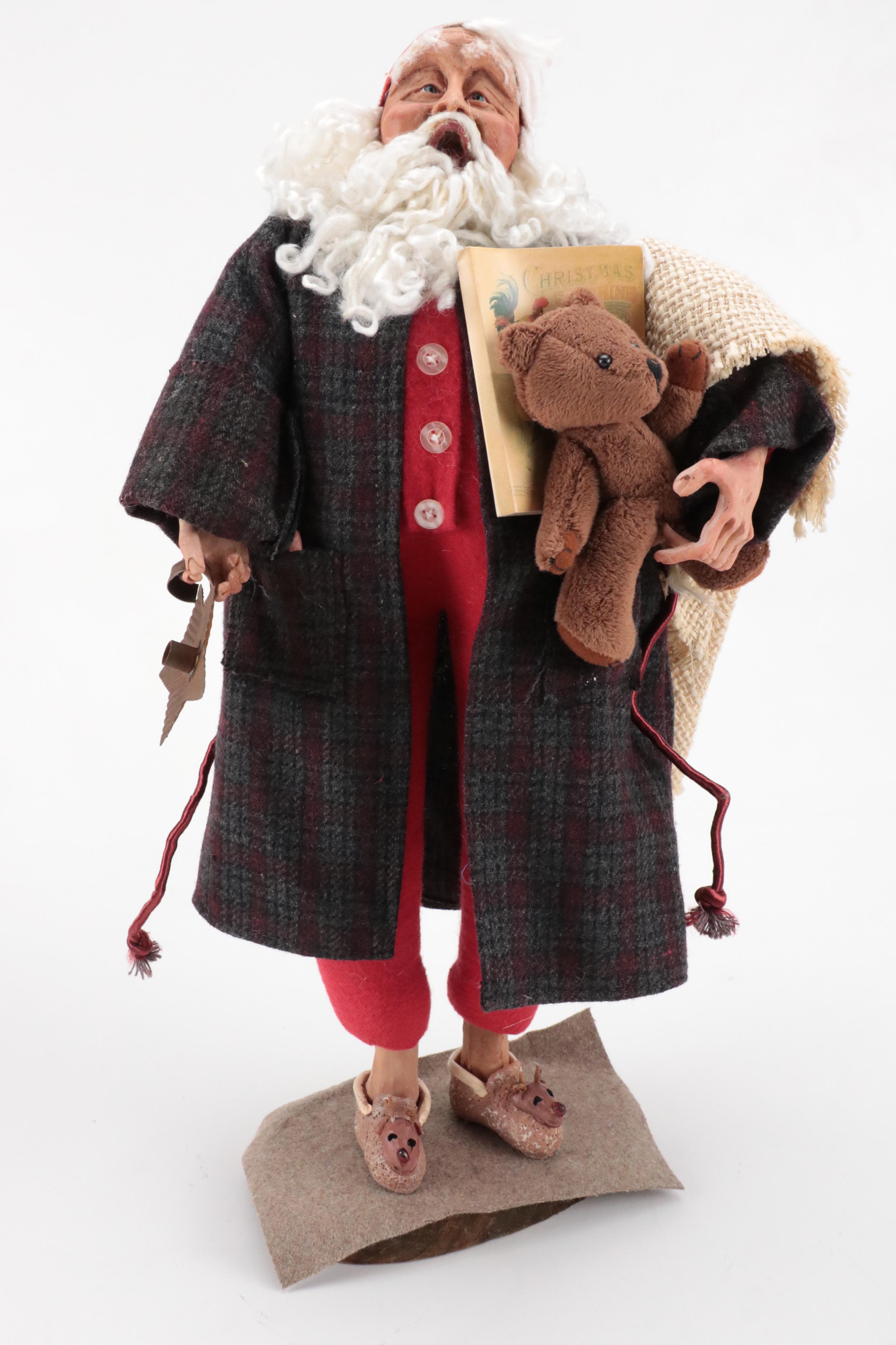 Resin Sleepy Santa Figurine and Golfing Santa Figurines