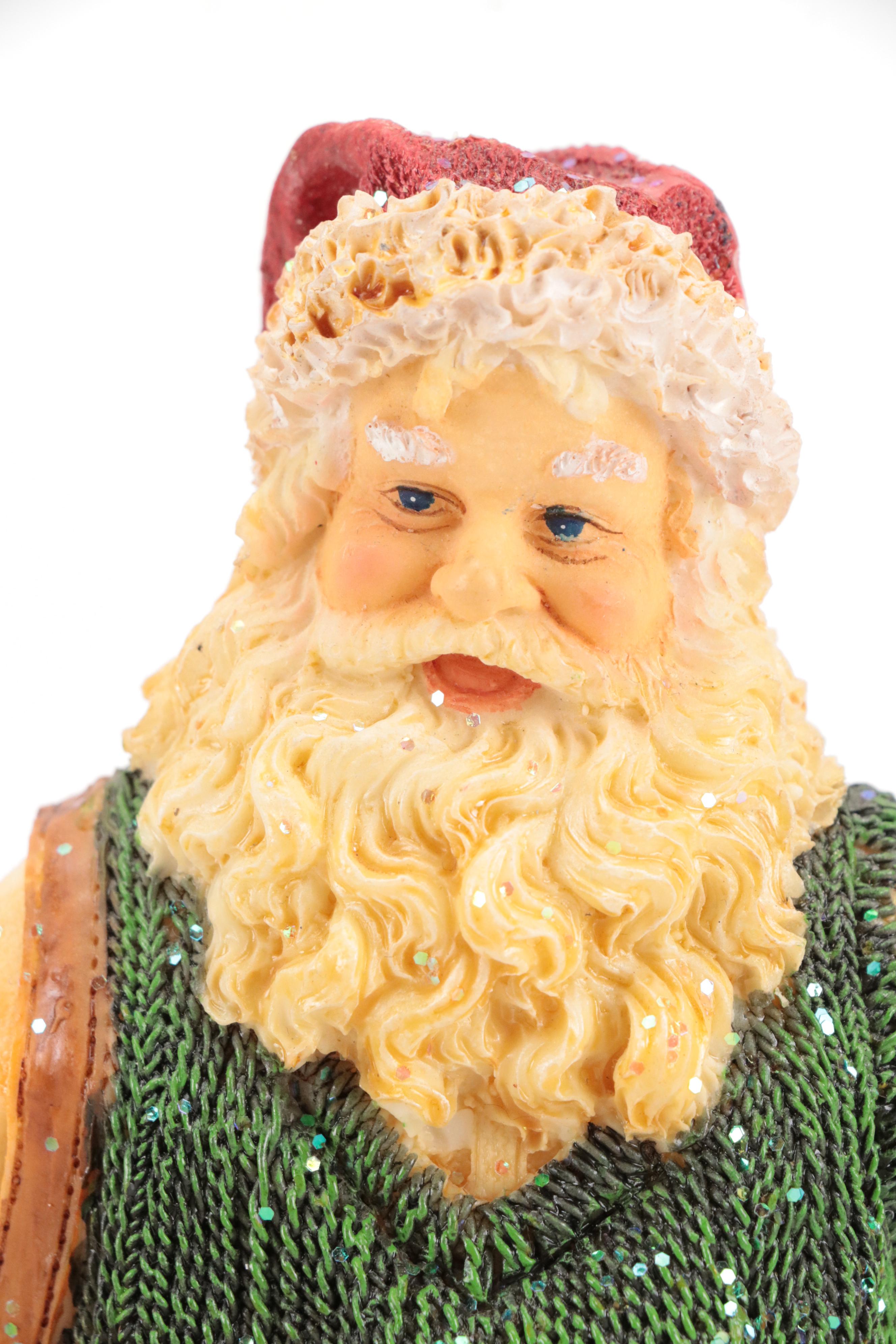 Resin Sleepy Santa Figurine and Golfing Santa Figurines