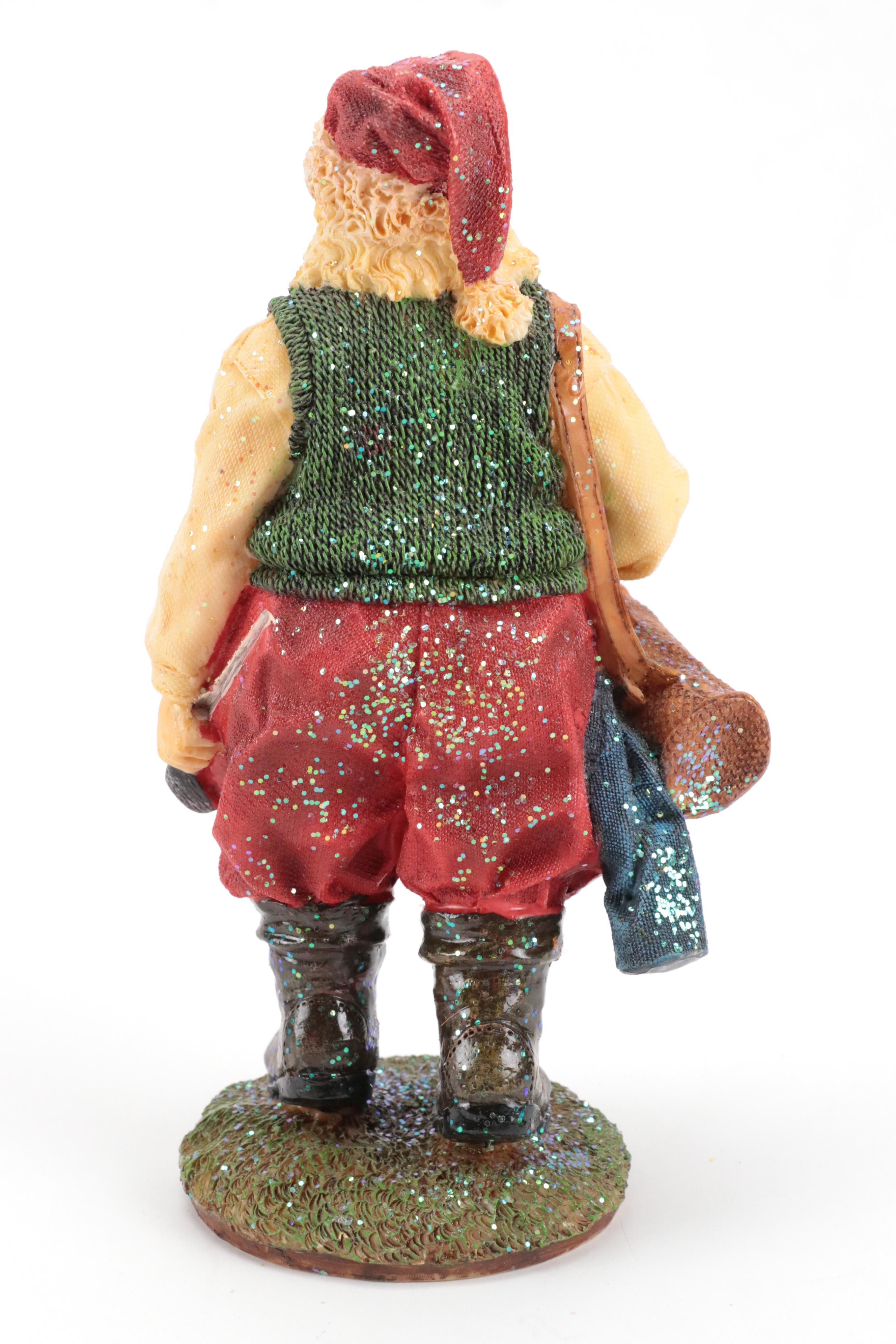 Resin Sleepy Santa Figurine and Golfing Santa Figurines