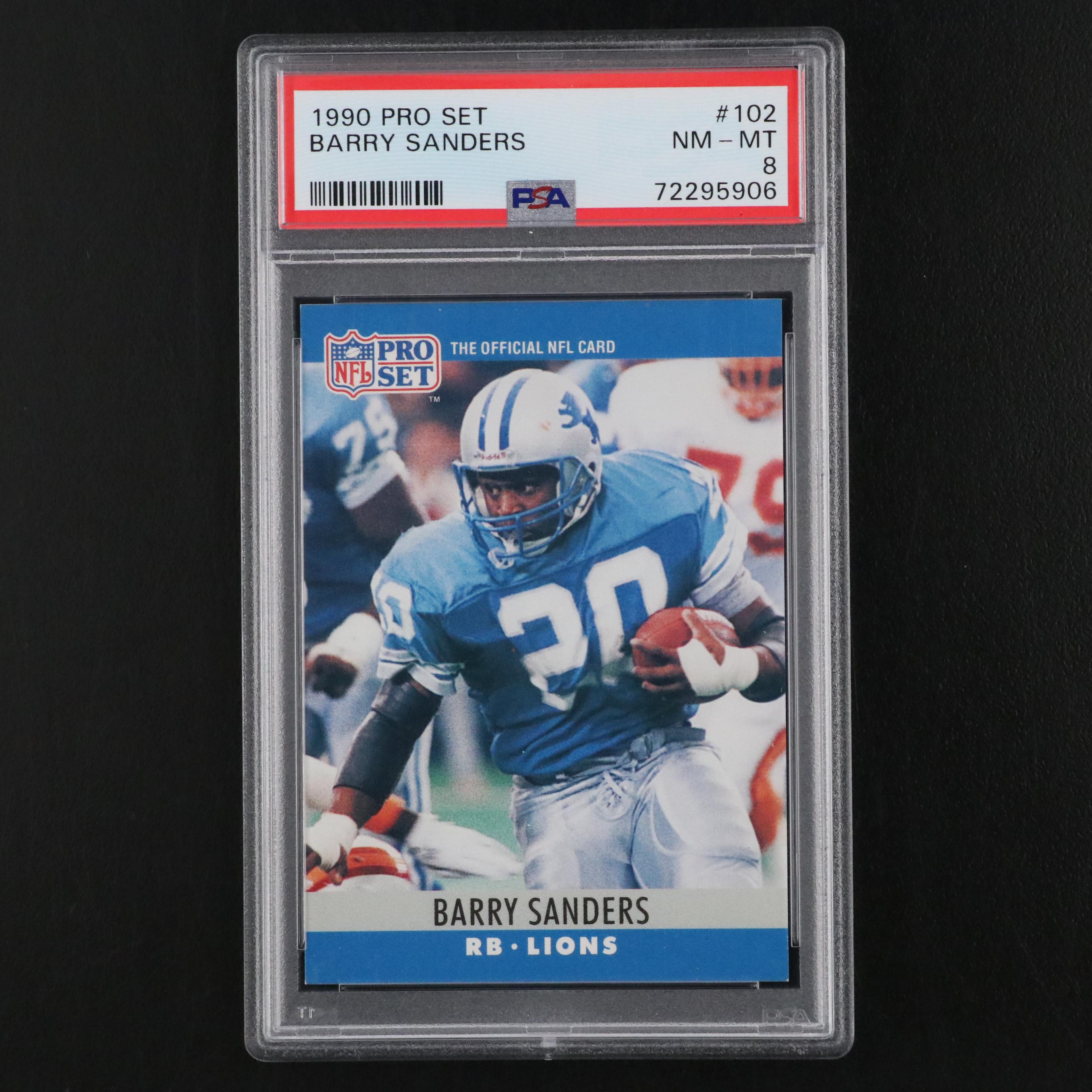 1990 Pro Set Barry Sanders Detroit Lions Football Card #102 Graded PSA 8