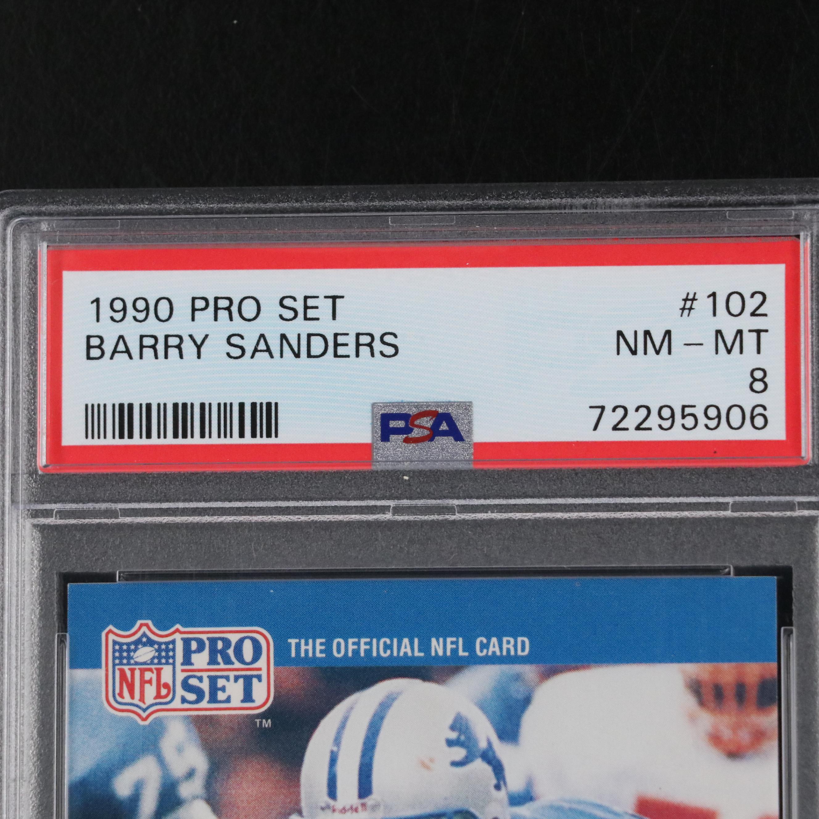 1990 Pro Set Barry Sanders Detroit Lions Football Card #102 Graded PSA 8