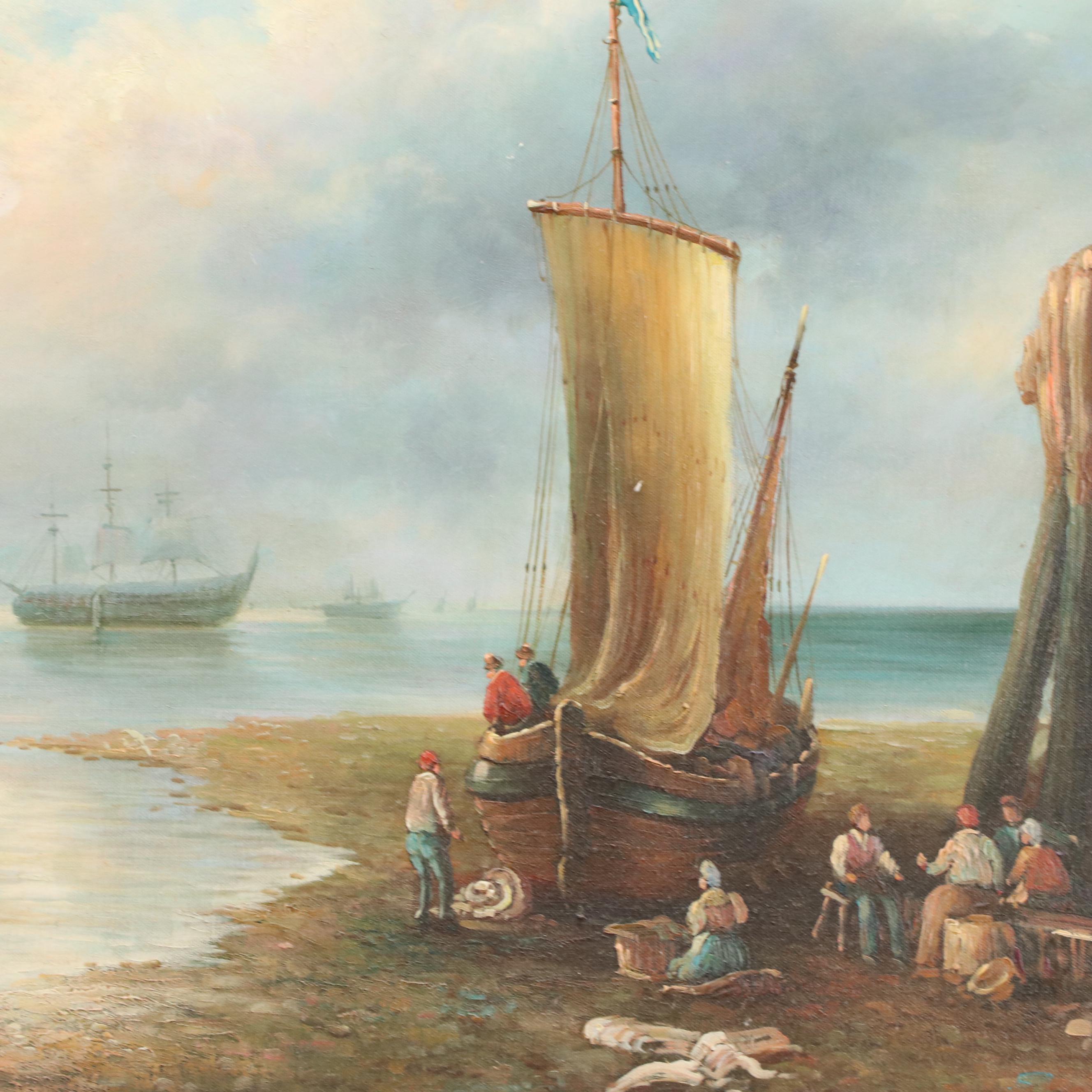 Oil Painting After J. M. W. Turner "Sun Rising Through The Vapors," 20th Century