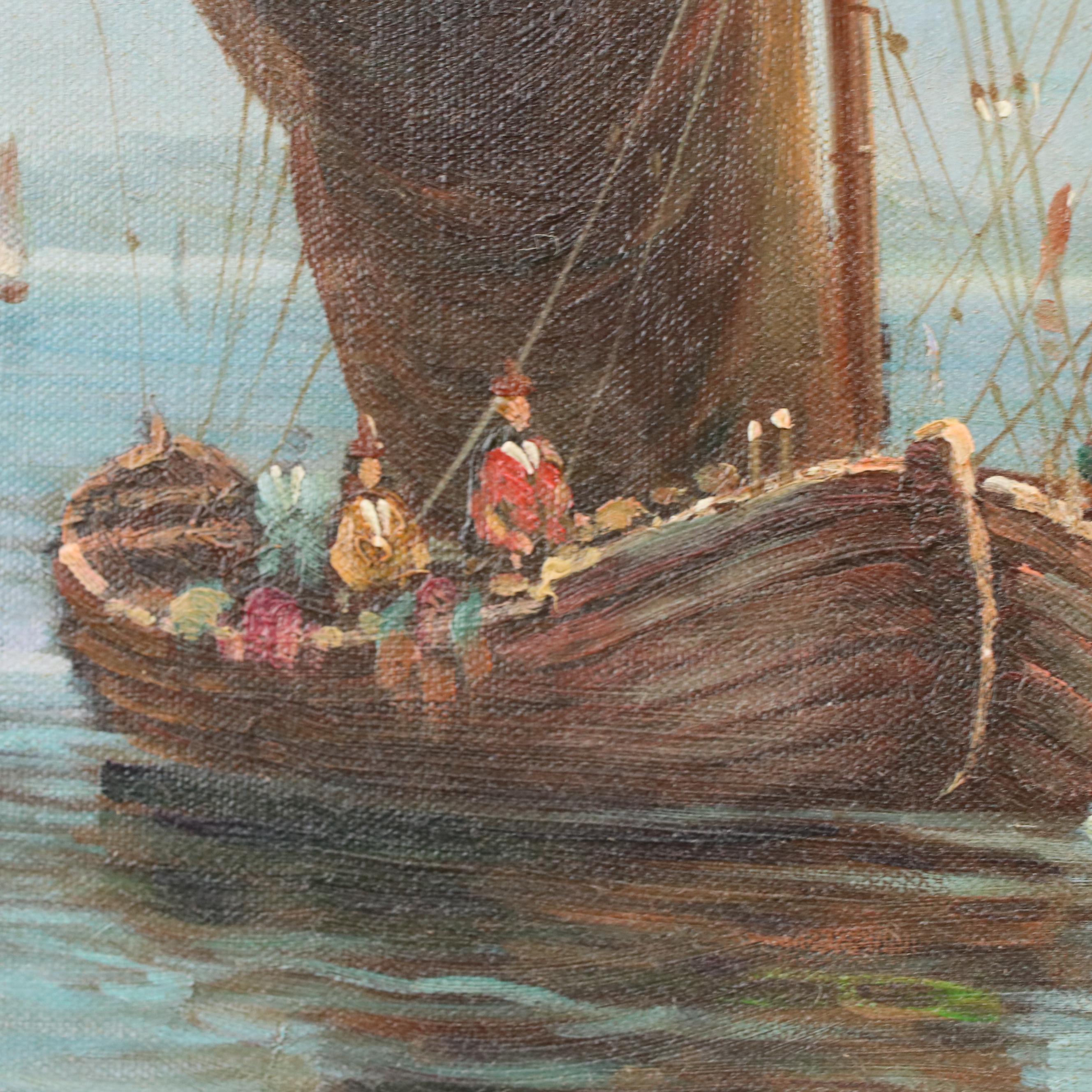 Oil Painting After J. M. W. Turner "Sun Rising Through The Vapors," 20th Century