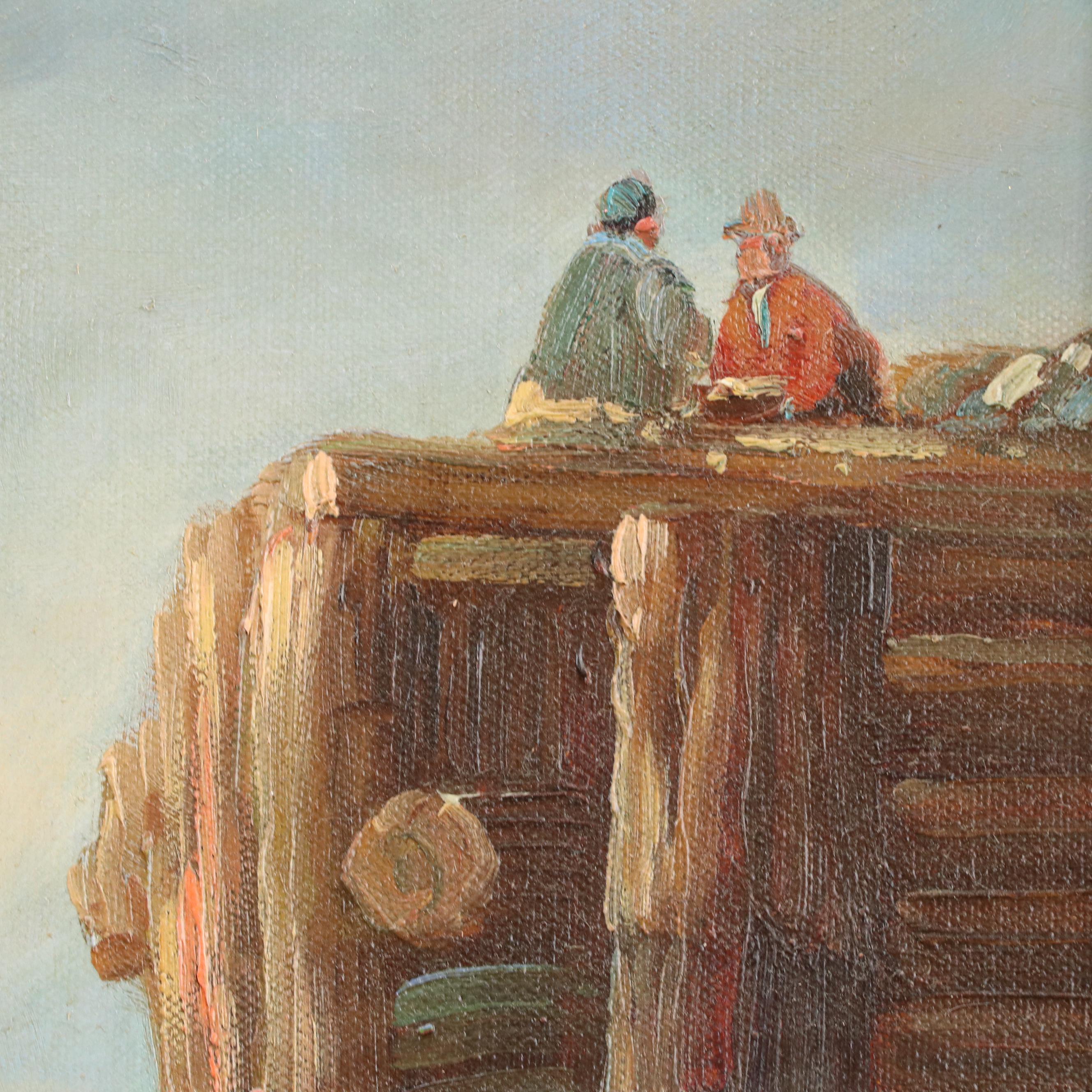 Oil Painting After J. M. W. Turner "Sun Rising Through The Vapors," 20th Century