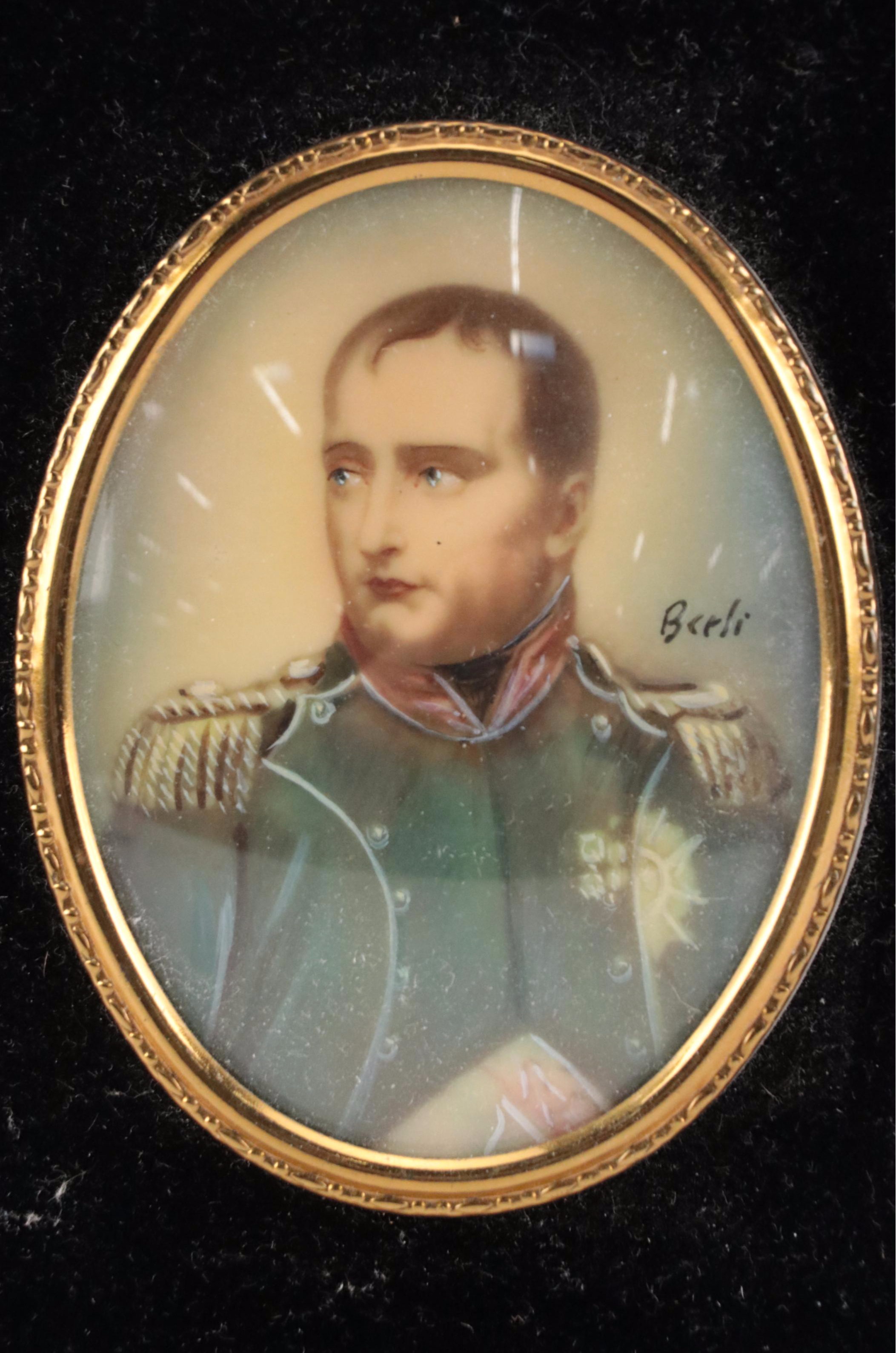 French Napoleonic Style Oil Paintings on Plastic in Gilt Plaster and Wood Frame