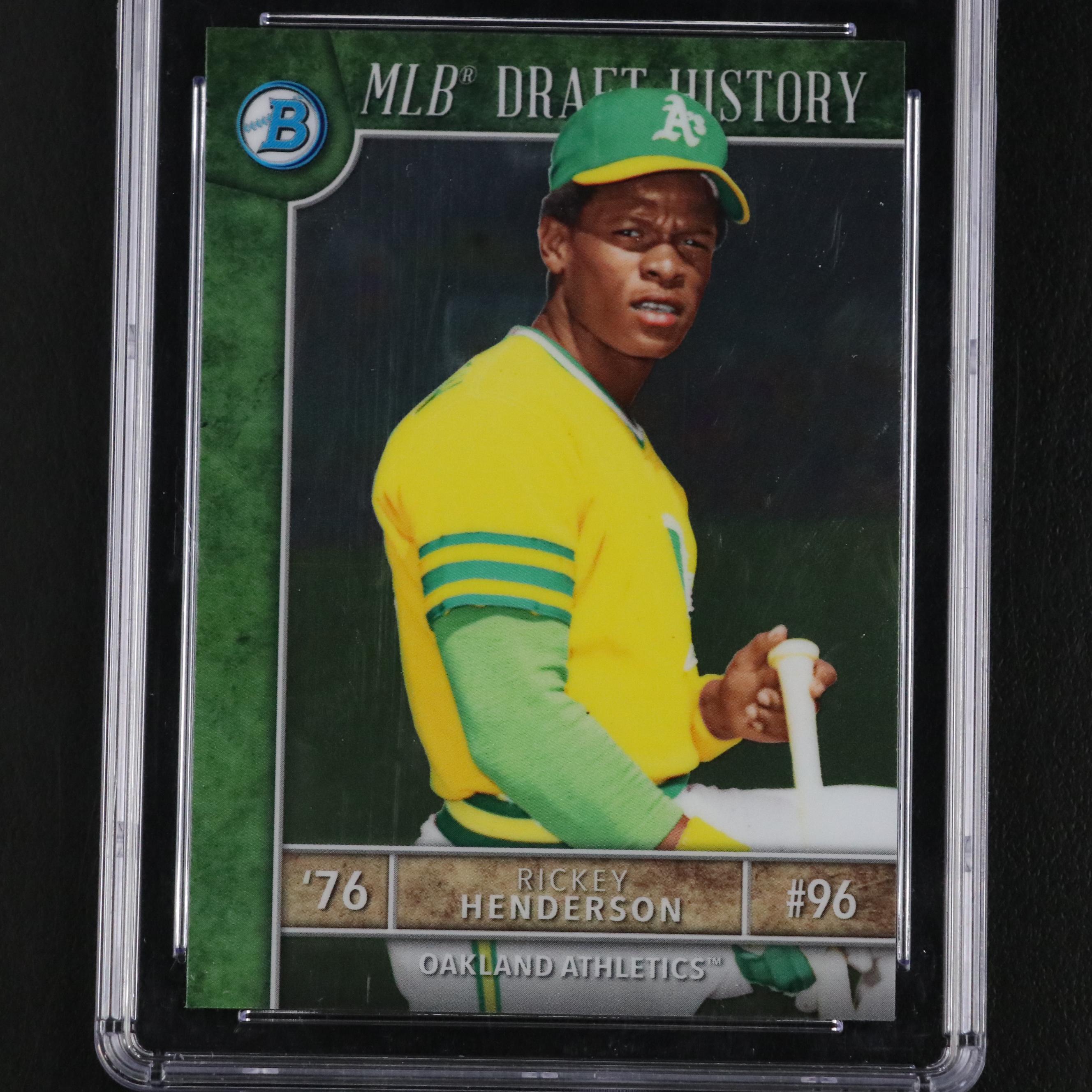 2017 Bowman Rickey Henderson MLB Draft History Baseball Card Graded CSG 10