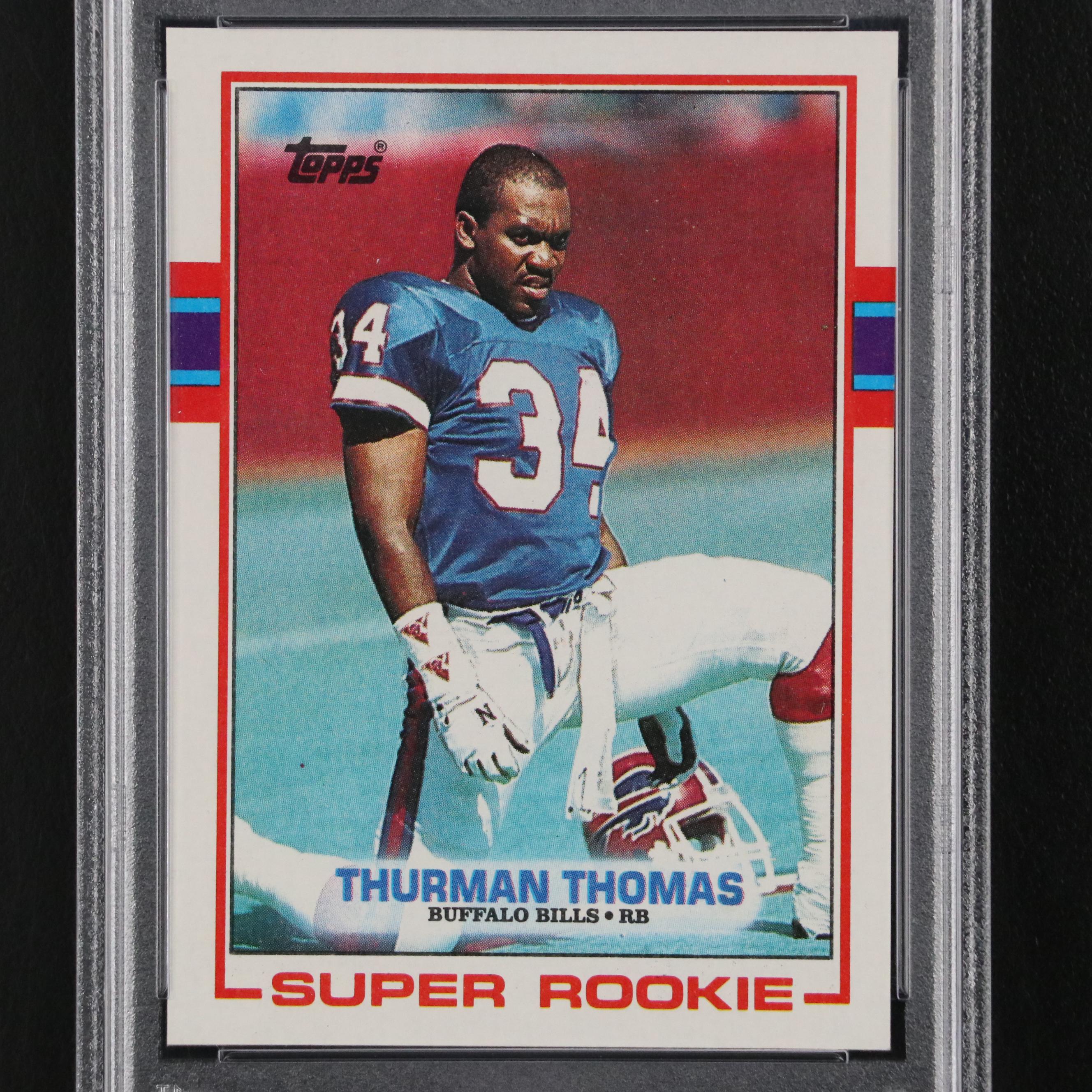 1989 Topps Thurman Thomas Super Rookie Football Card #45 Graded PSA 9
