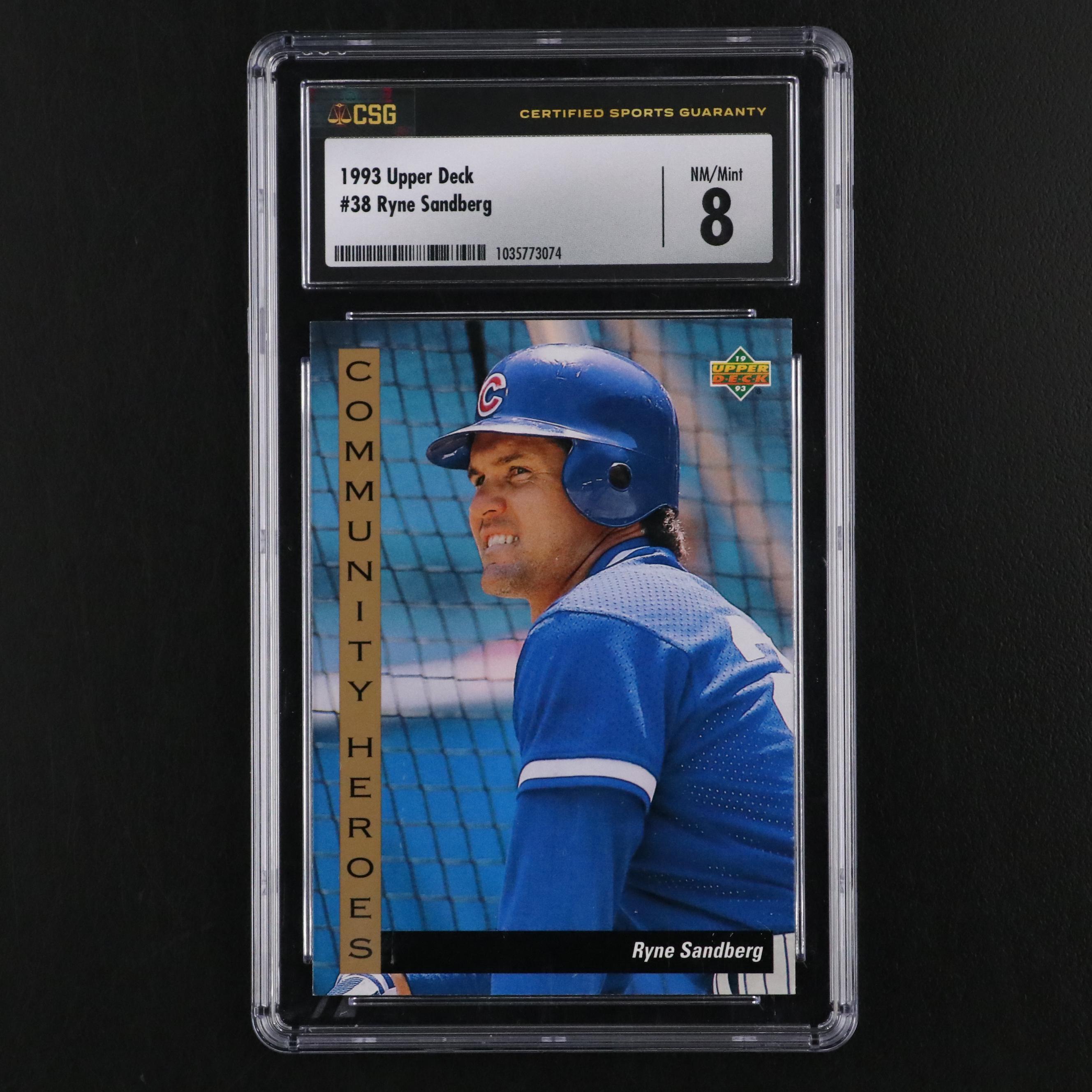 1993 Upper Deck Ryne Sandberg Chicago Cubs Baseball Card #38 Graded CSG 8