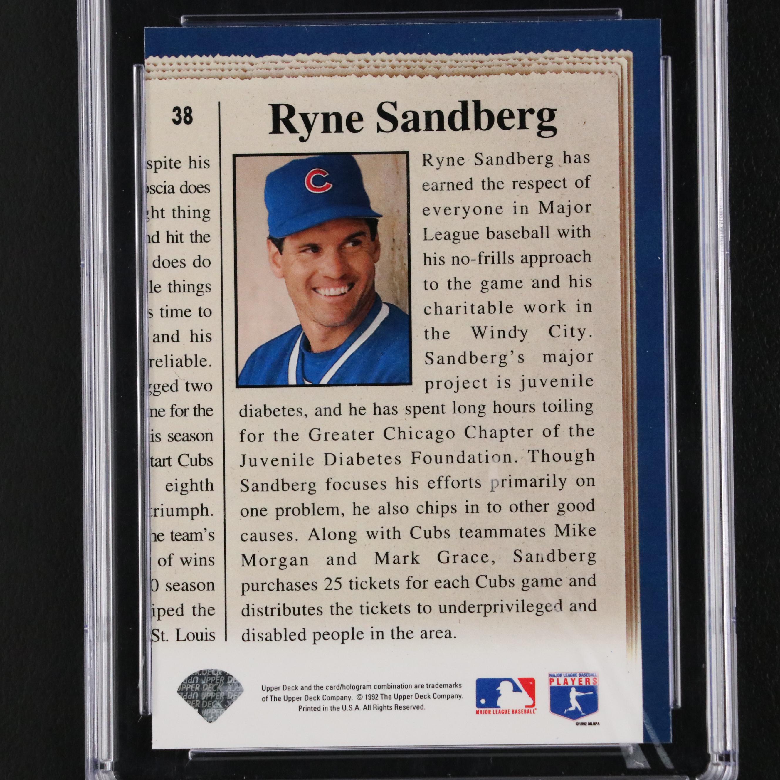 1993 Upper Deck Ryne Sandberg Chicago Cubs Baseball Card #38 Graded CSG 8