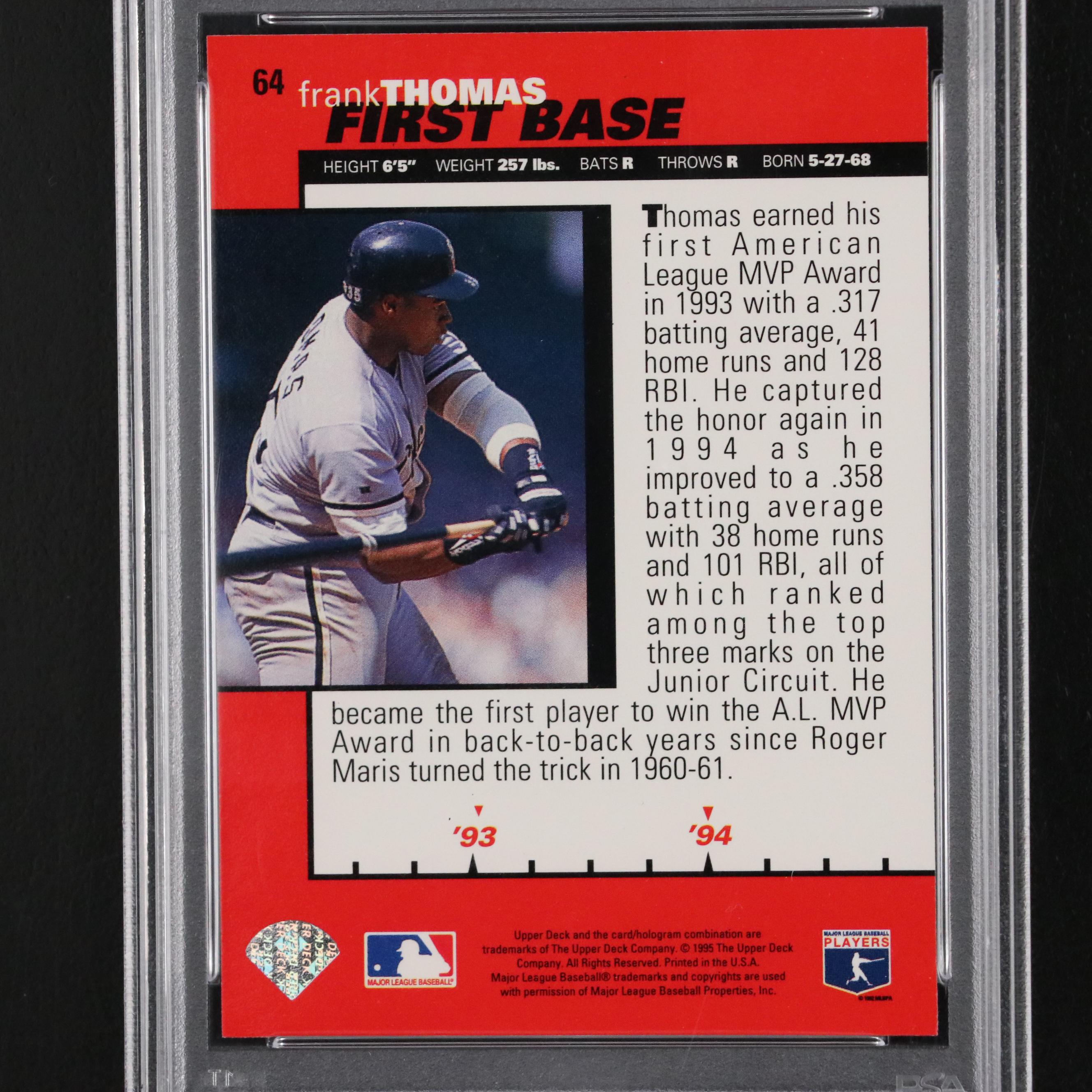1995 Collectors Choice Frank Thomas Chicago White Sox Baseball Card Graded PSA 8