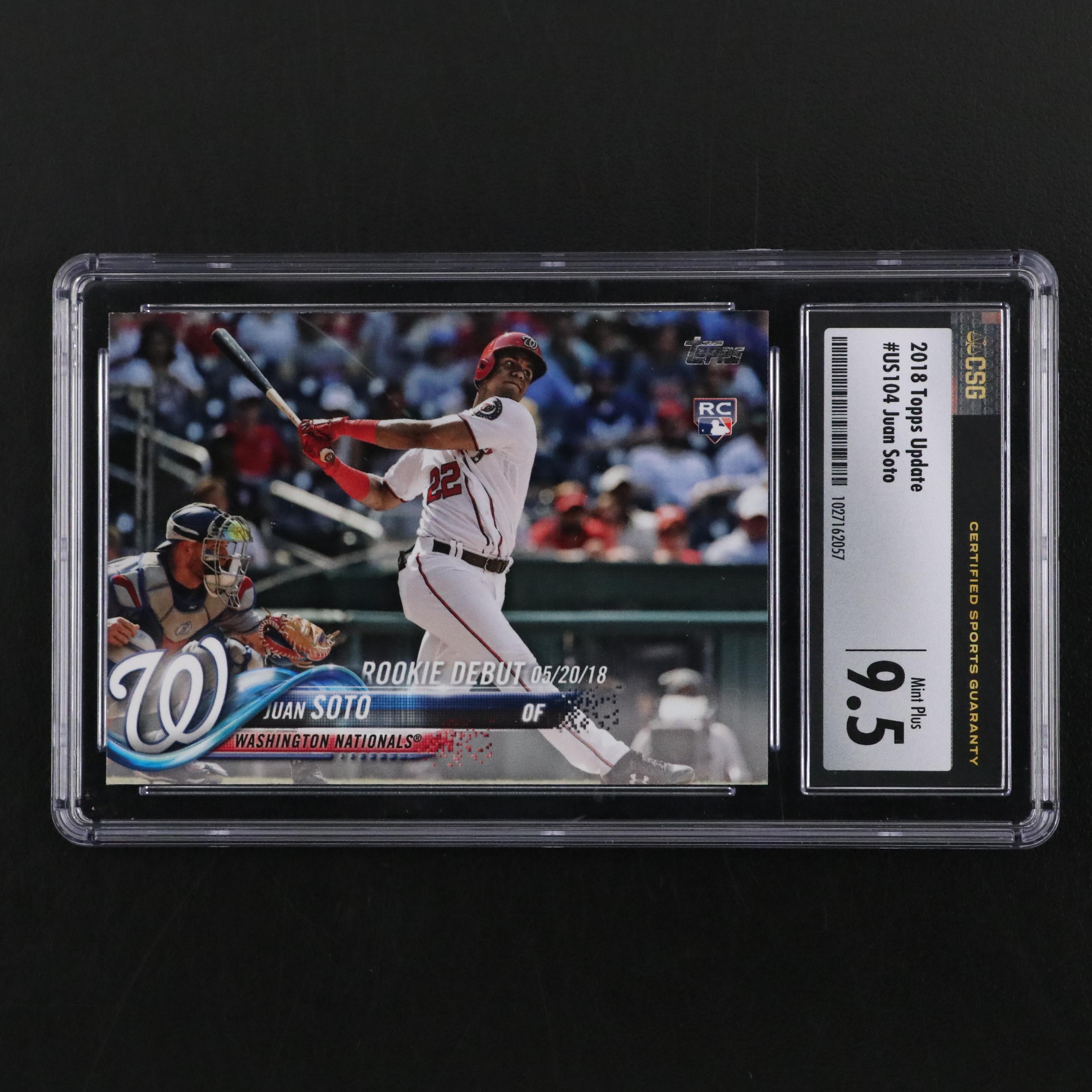 2018 Topps Update Juan Soto Rookie Debut Baseball Card #US104 Graded CSG 9.5