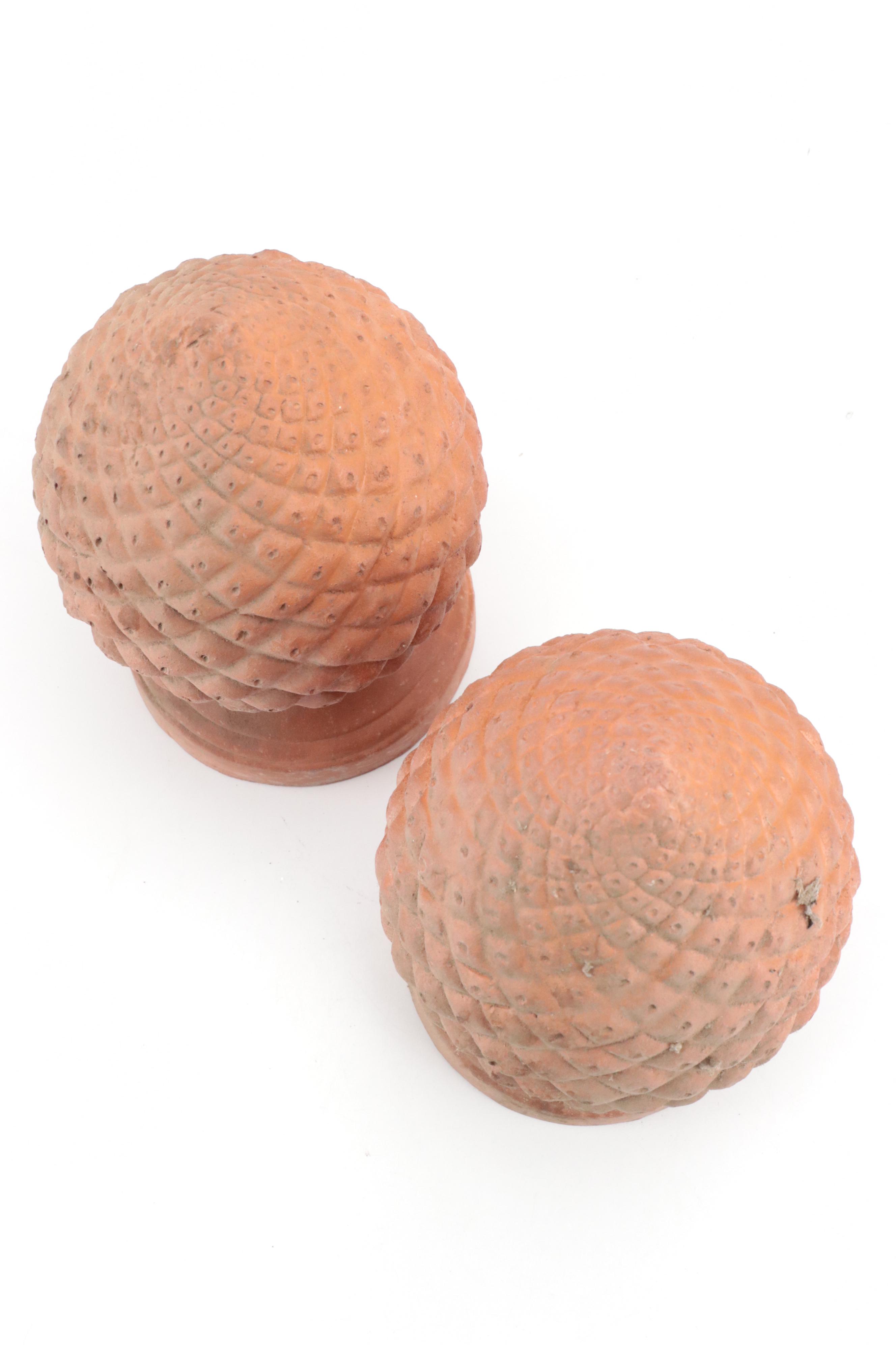 Italian Terracotta Pinecone Finials