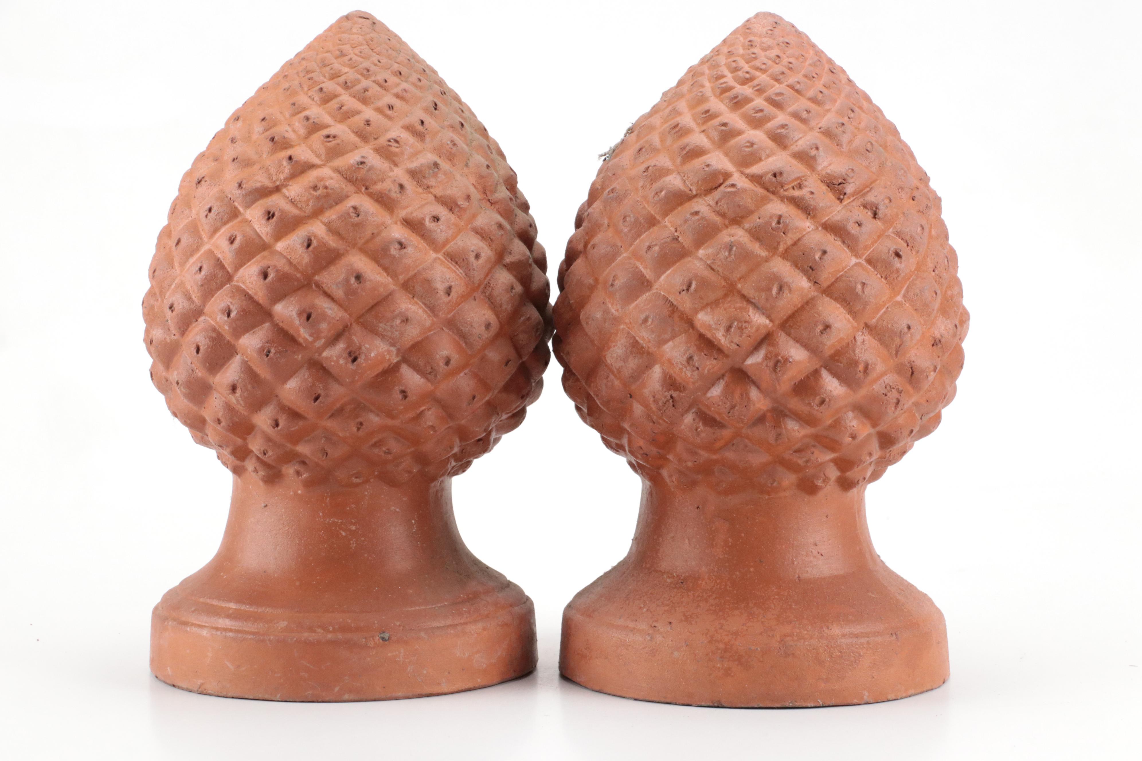 Italian Terracotta Pinecone Finials