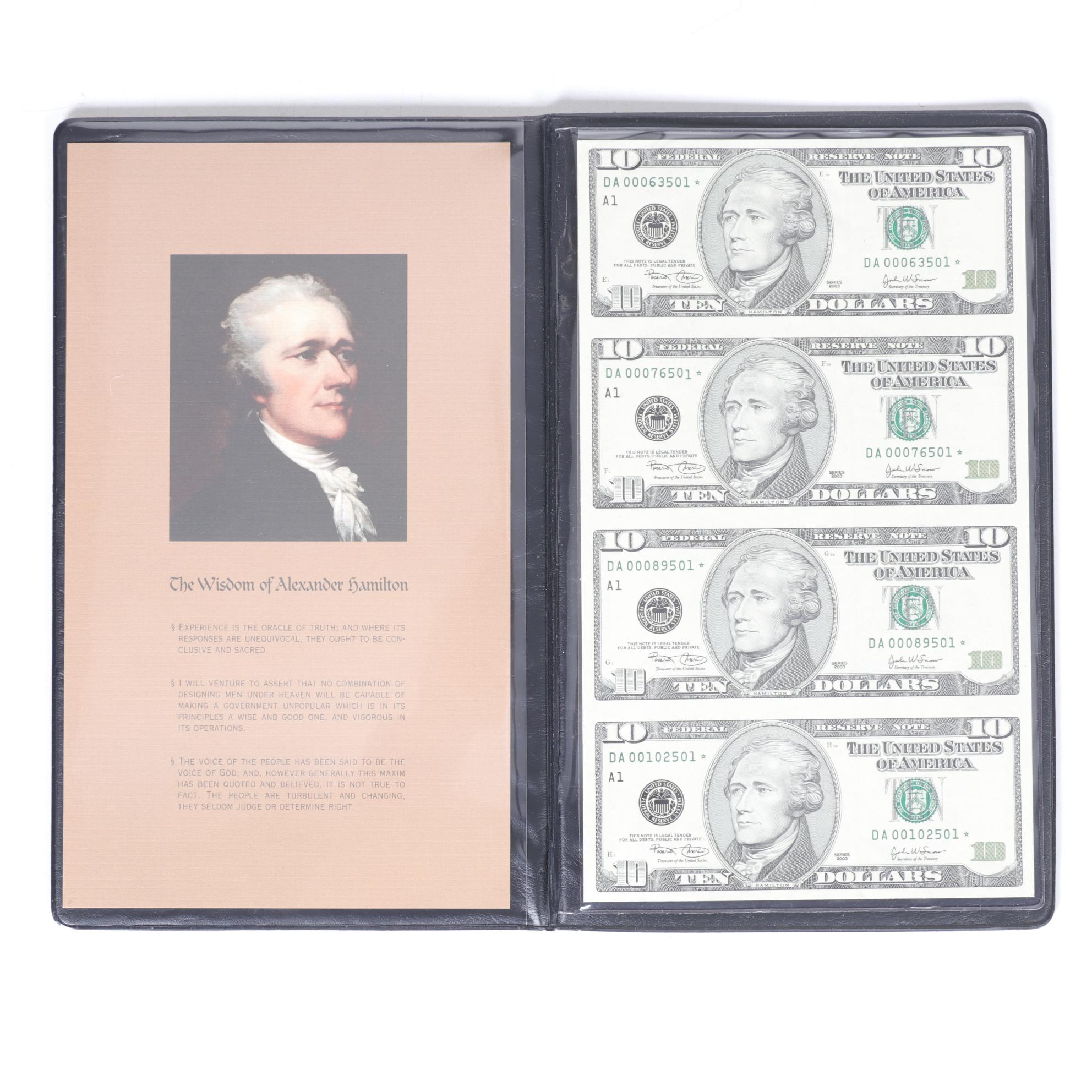 World Reserve Monitary Exchange Uncut Four-Note Sheets $5, $10, and $20