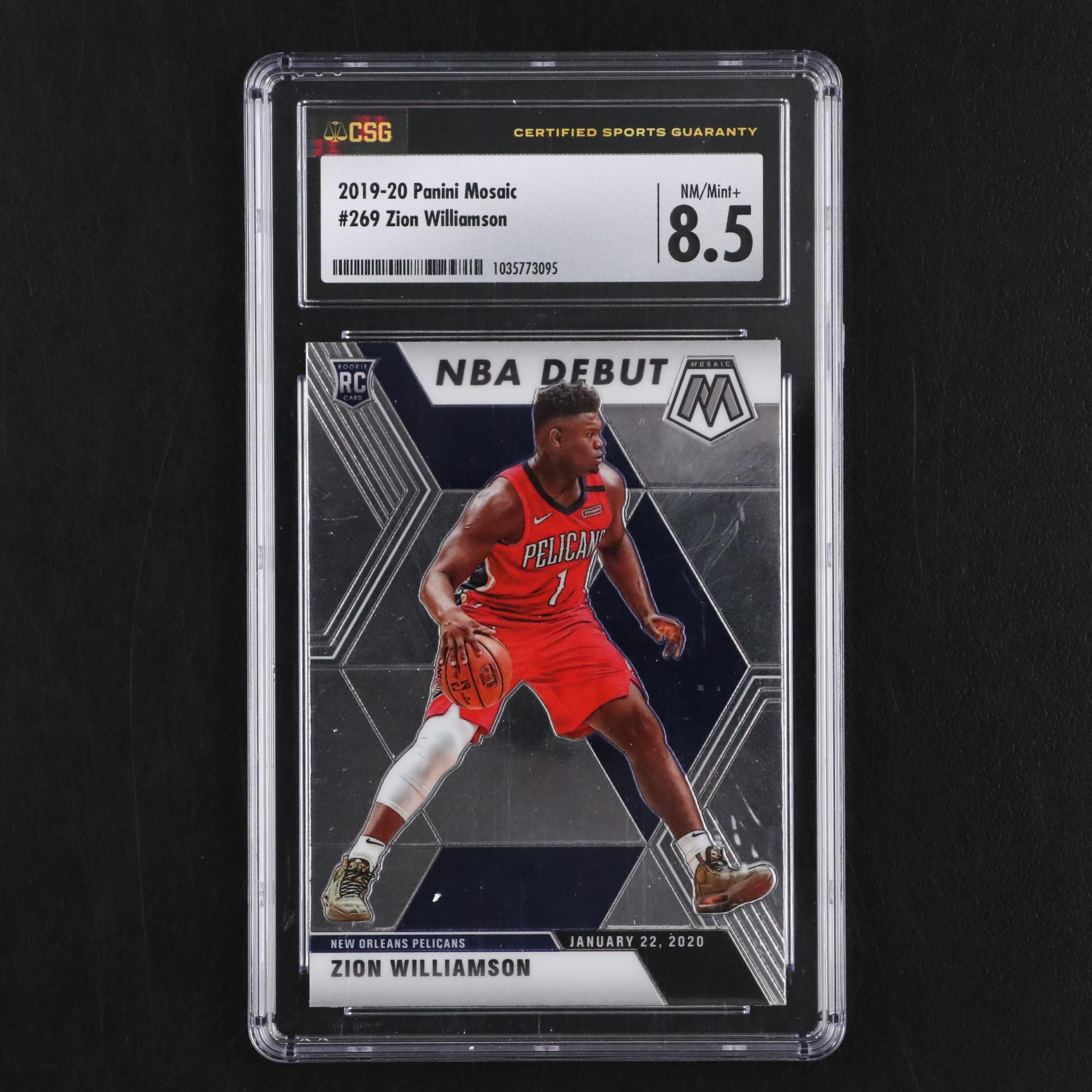2019-20 Panini Mosaic Zion Williamson NBA Debut Rookie Card Graded CSG 8.5