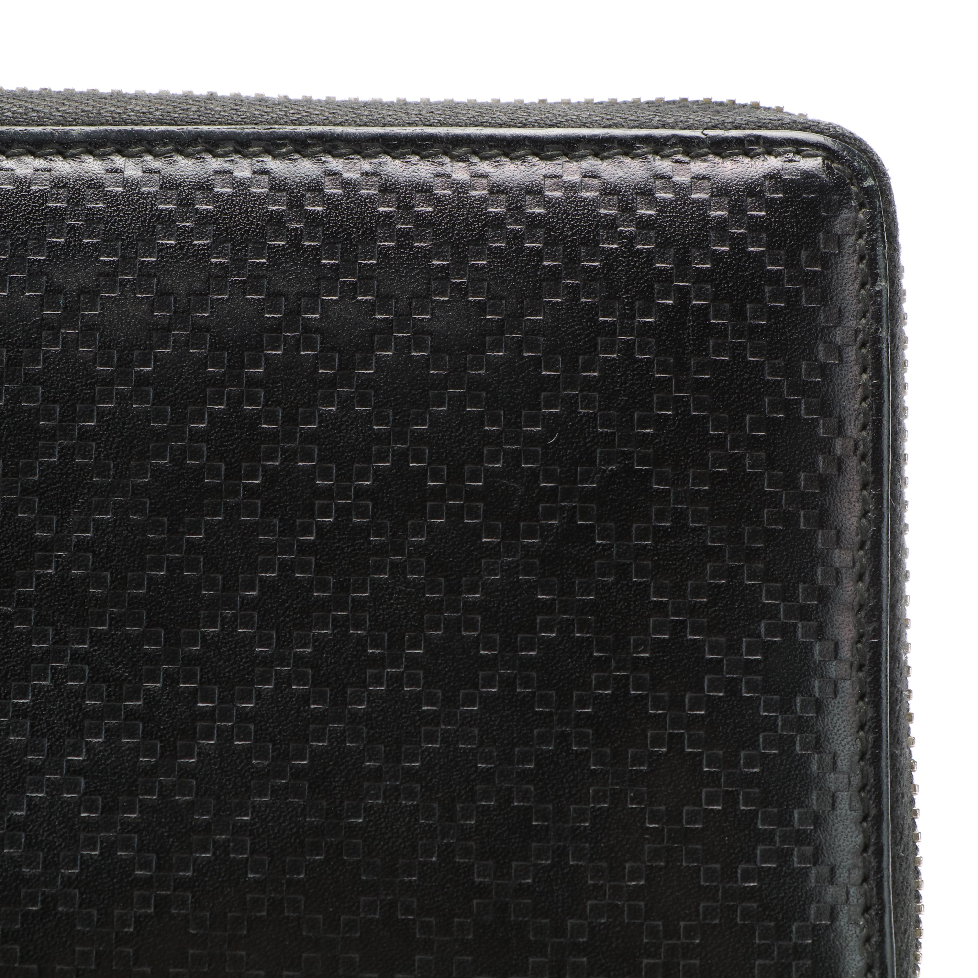 Gucci Diamante Black Leather Zip Around Wallet