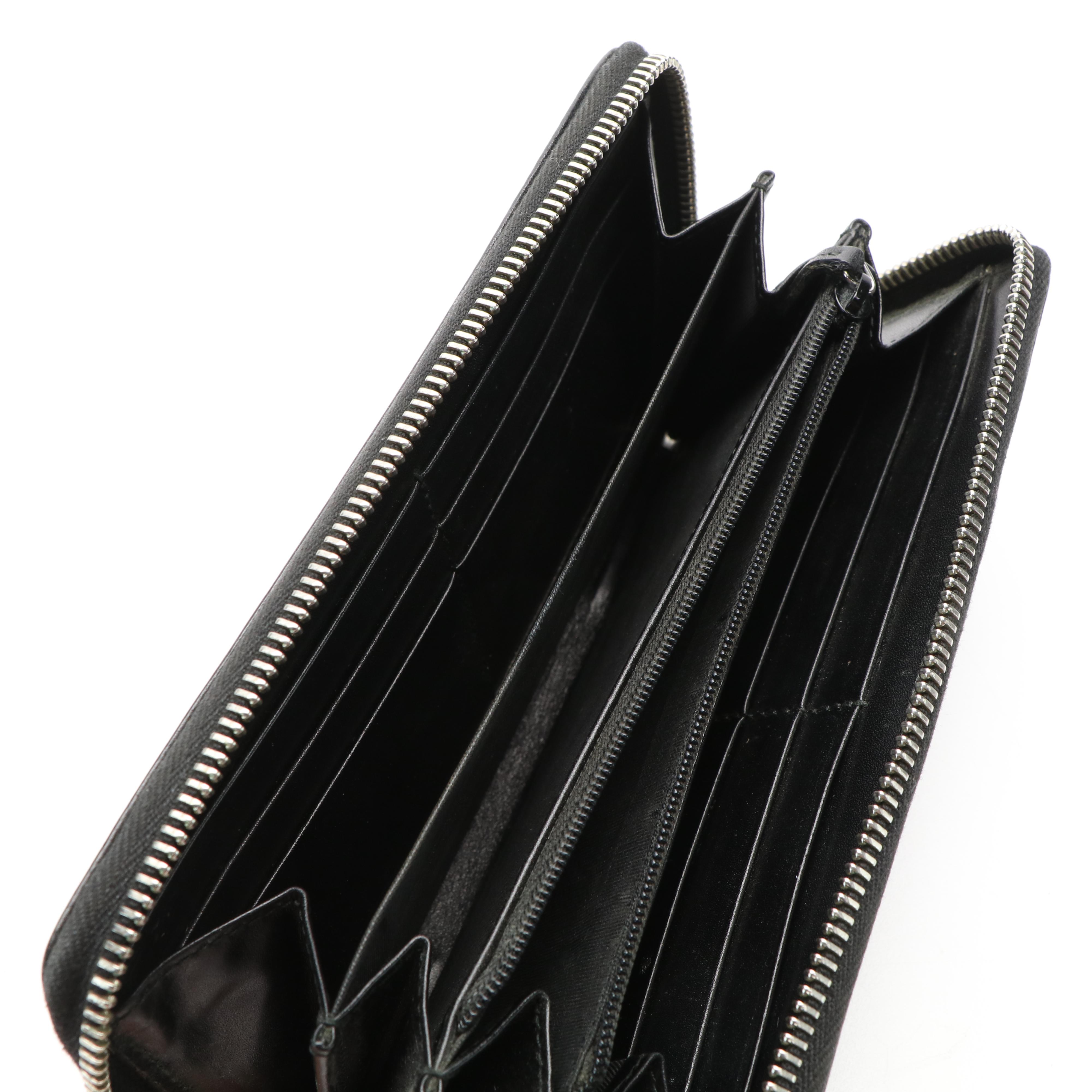 Gucci Diamante Black Leather Zip Around Wallet