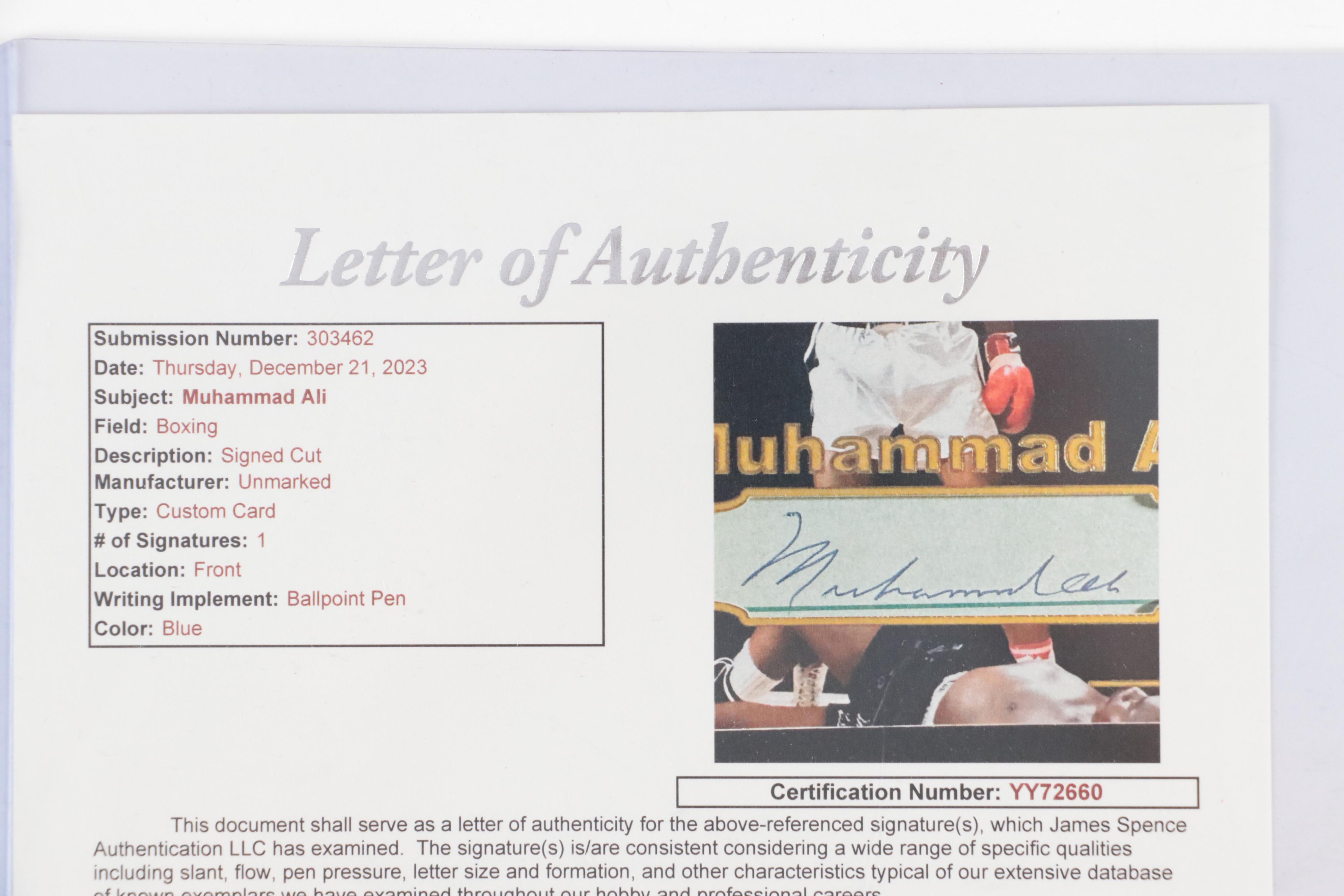 Muhammad Ali Cut Signature Boxing Card