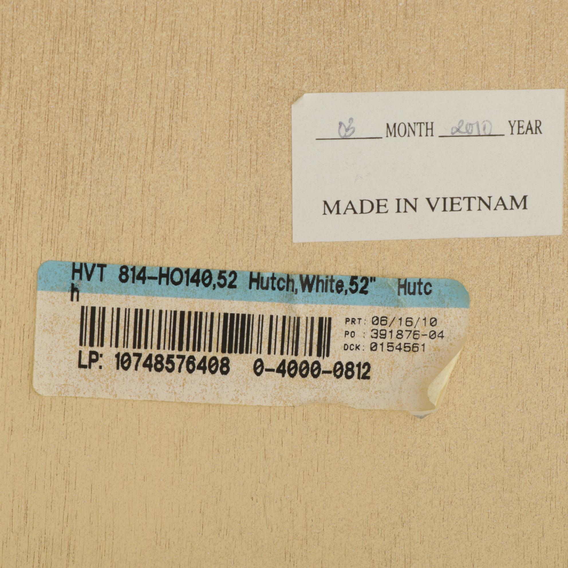 Cream Finish Wood Writing Desk with Hutch and Desk Chair