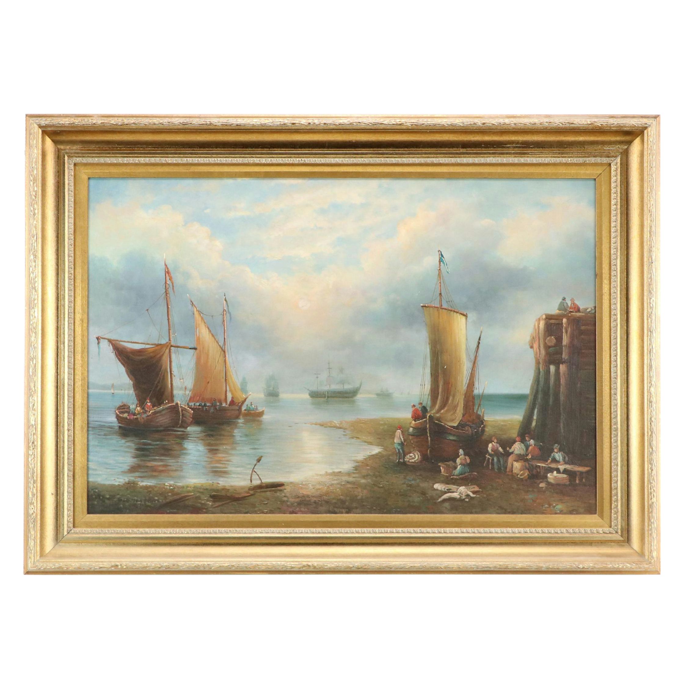 Oil Painting After J. M. W. Turner "Sun Rising Through The Vapors," 20th Century