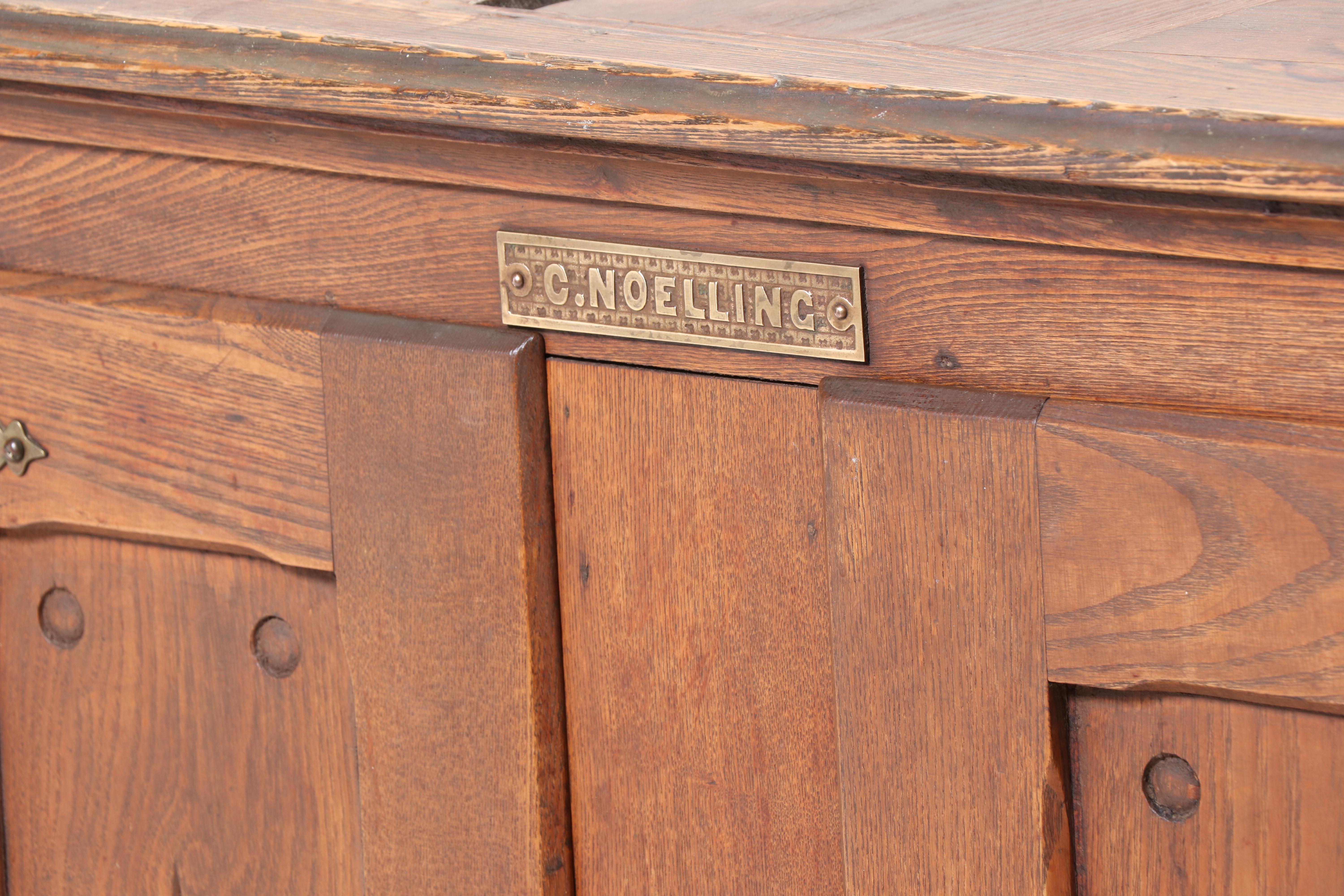 C. Noelling Carved Oak Icebox Chest with Metal Lining, 1900s