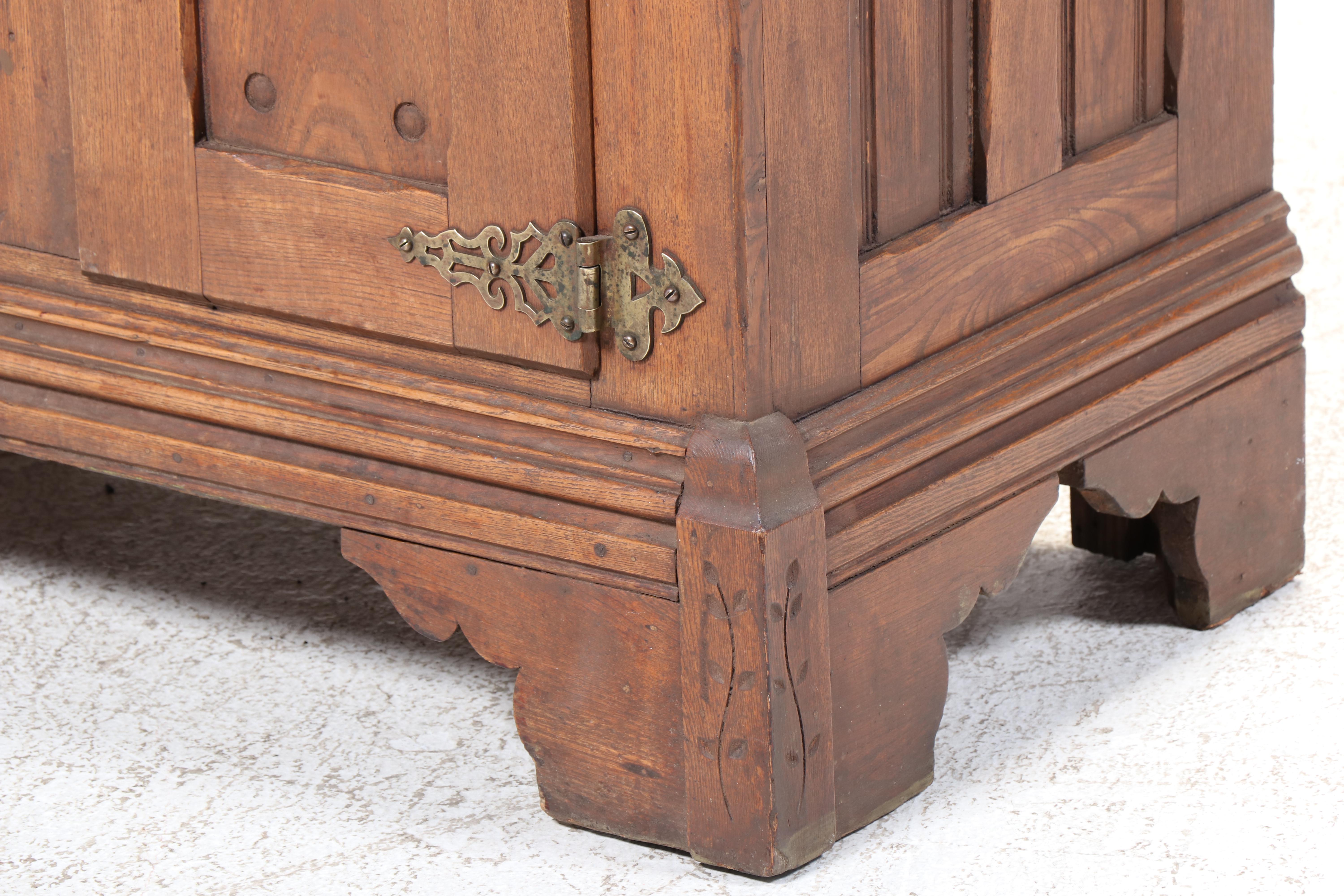 C. Noelling Carved Oak Icebox Chest with Metal Lining, 1900s